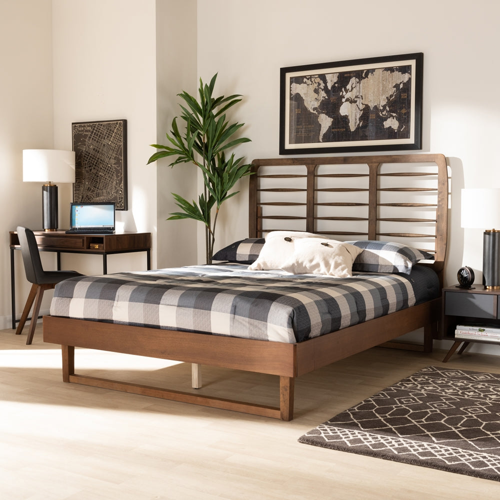 Lucie Walnut Brown Finished Wood Queen Size Platform Bed