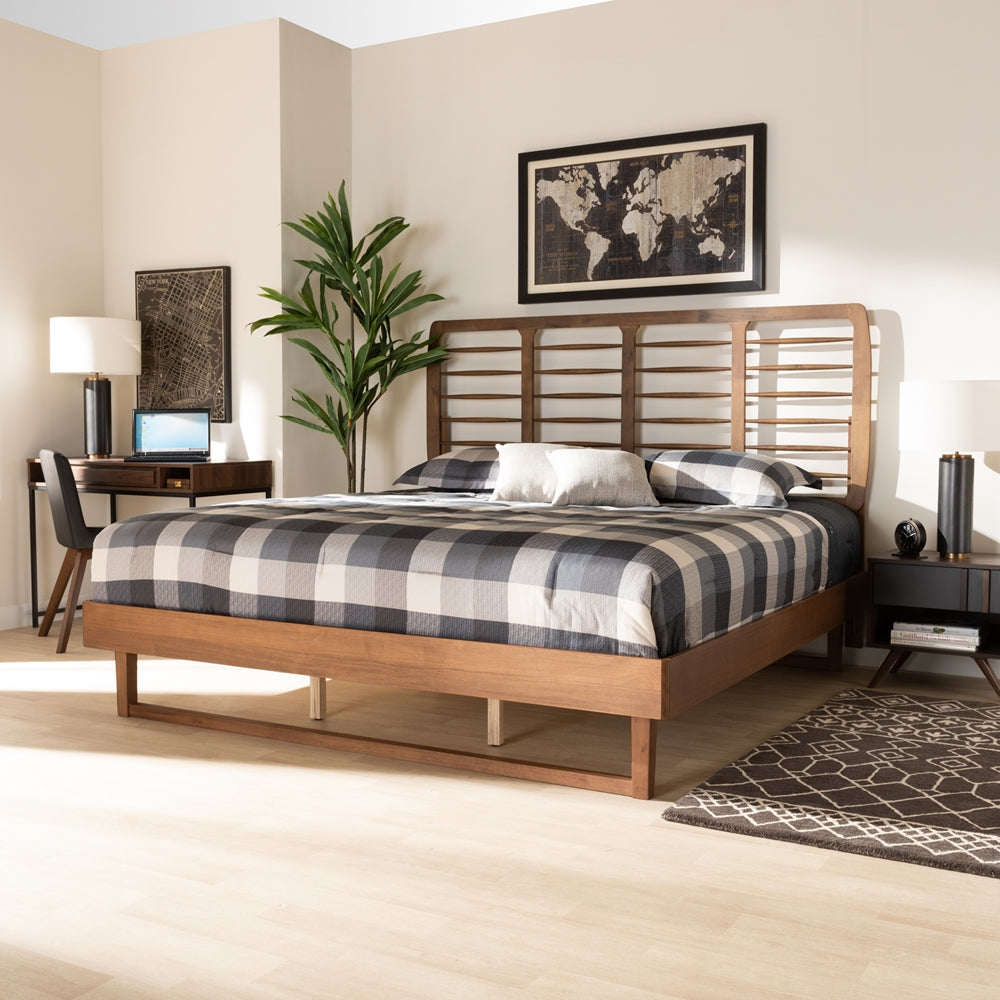 Lucie Walnut Brown Finished Wood King Size Platform Bed