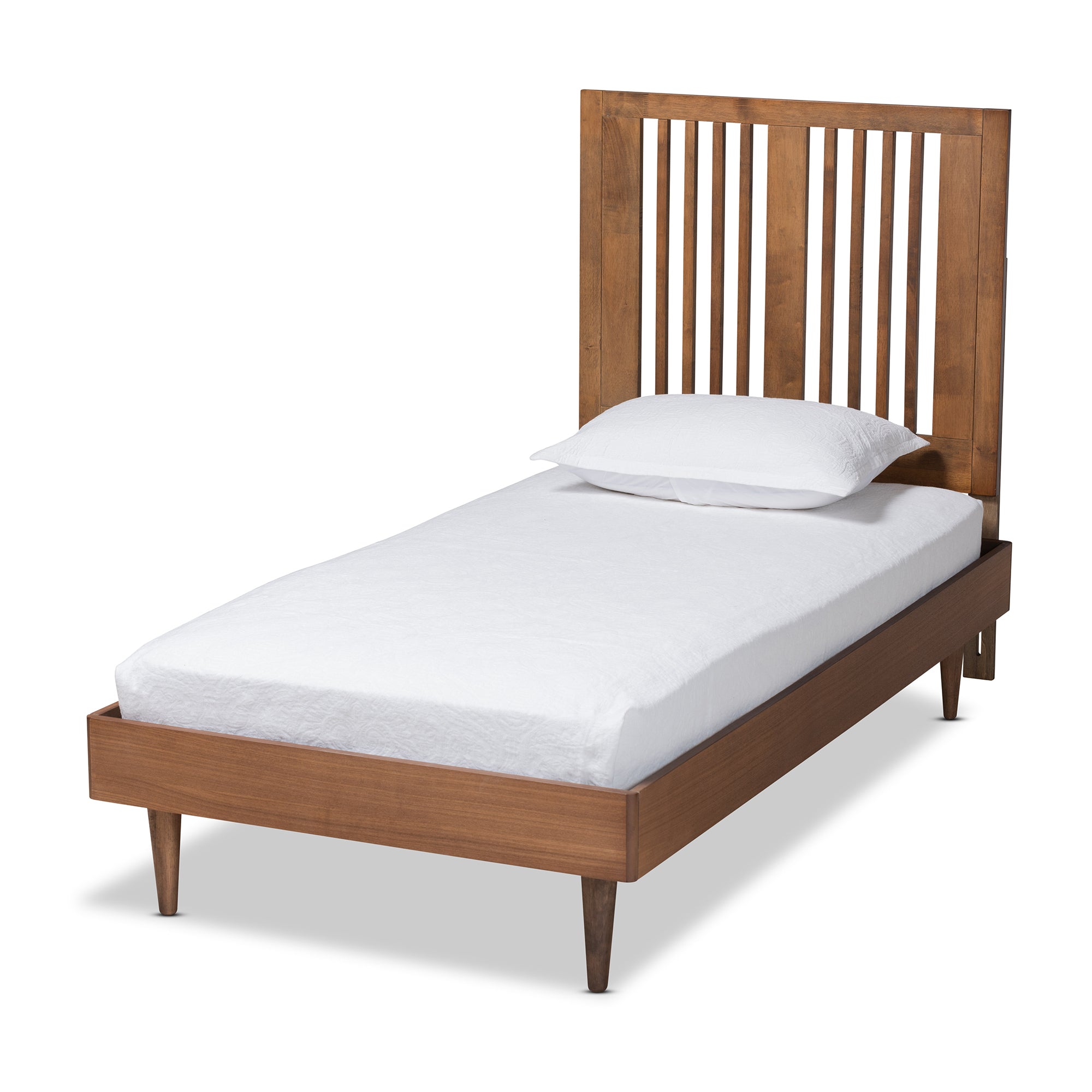 Kioshi Ash Walnut Finished Wood Twin Size Platform Bed