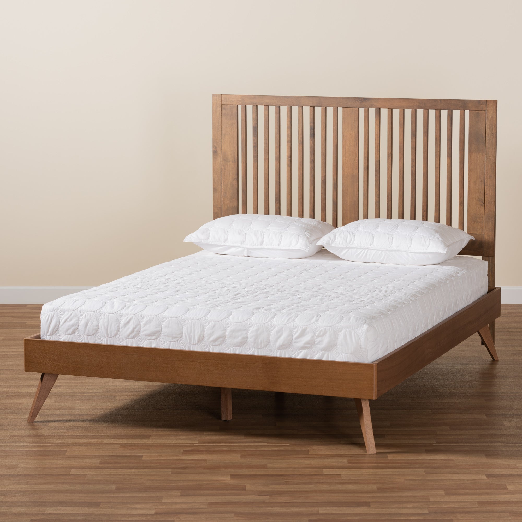 Takeo Ash Walnut Finished Wood Queen Size Platform Bed