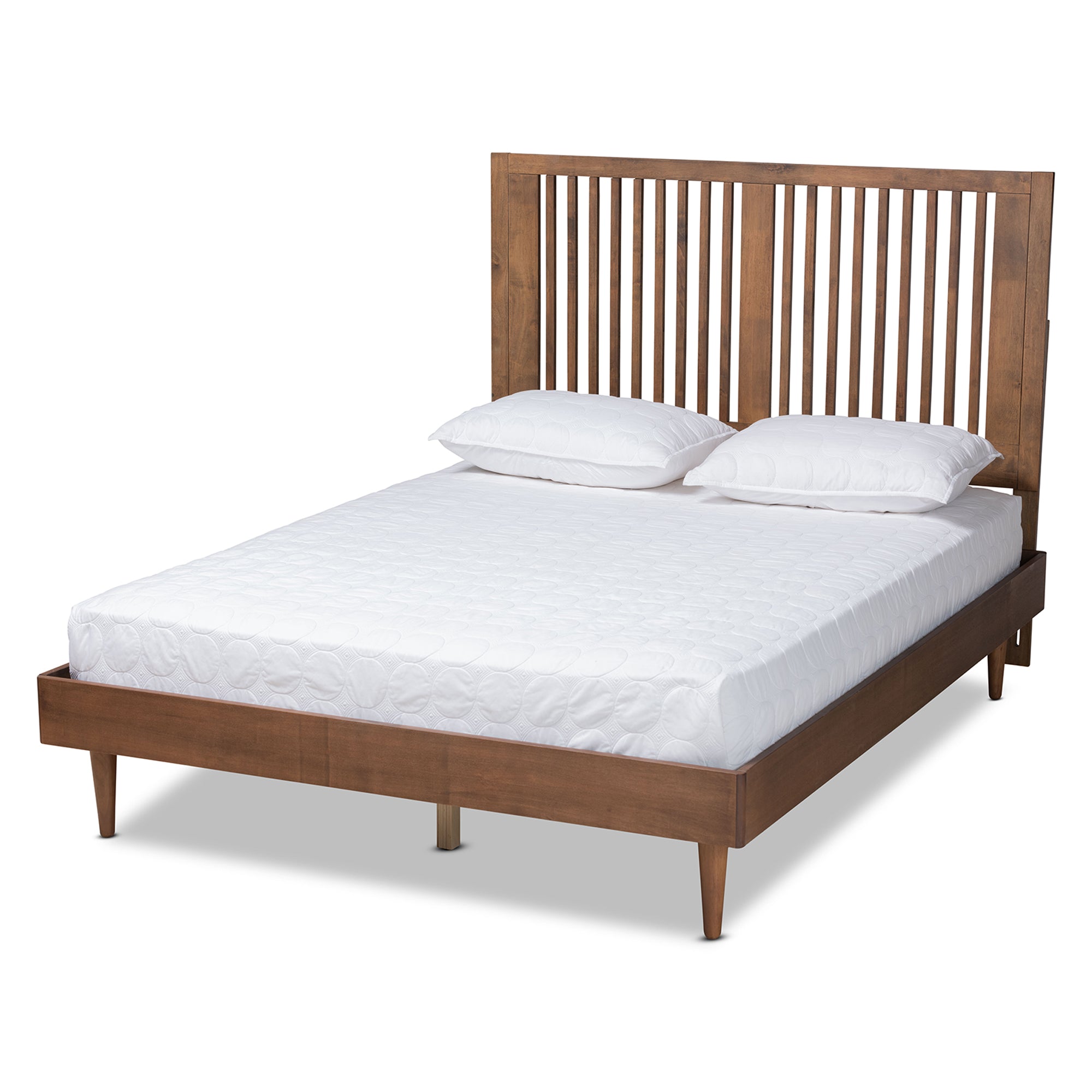 Kioshi Ash Walnut Finished Wood Queen Size Platform Bed