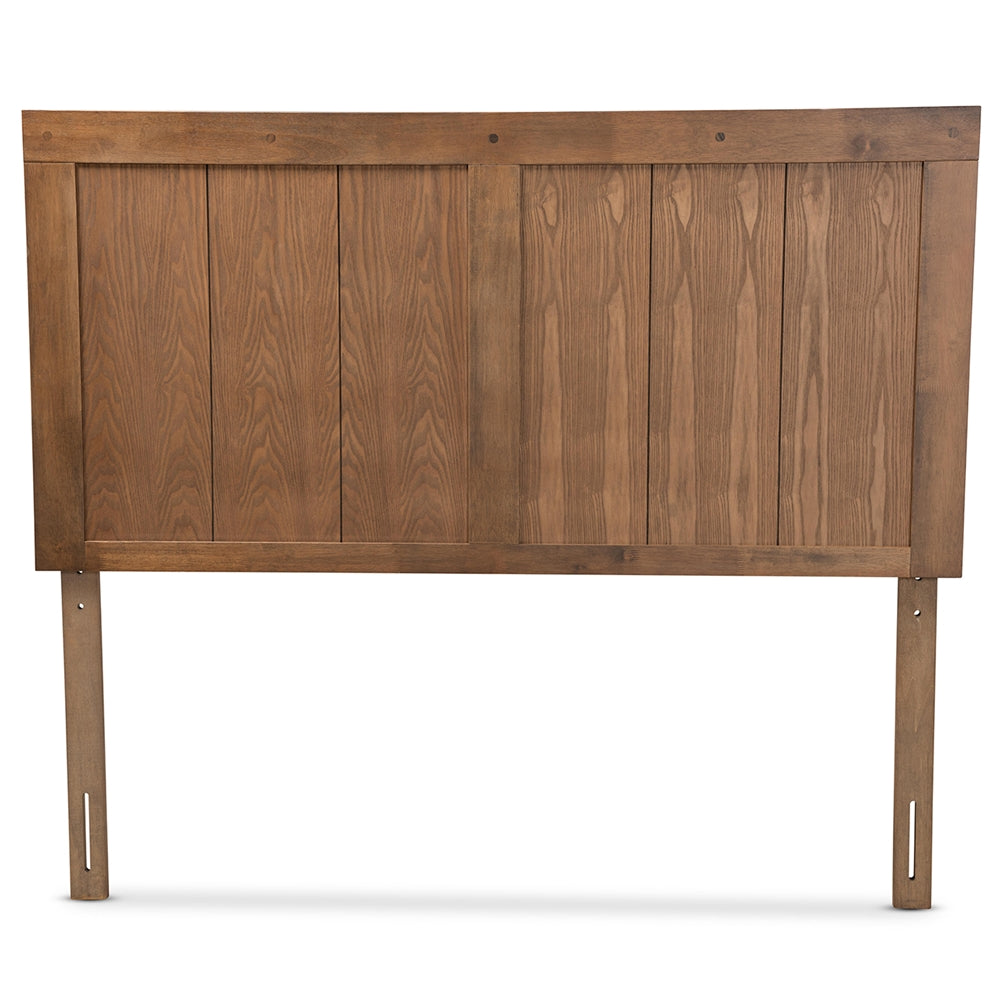Patwin Modern and Contemporary Transitional Ash Walnut Finished Wood Queen Size Headboard