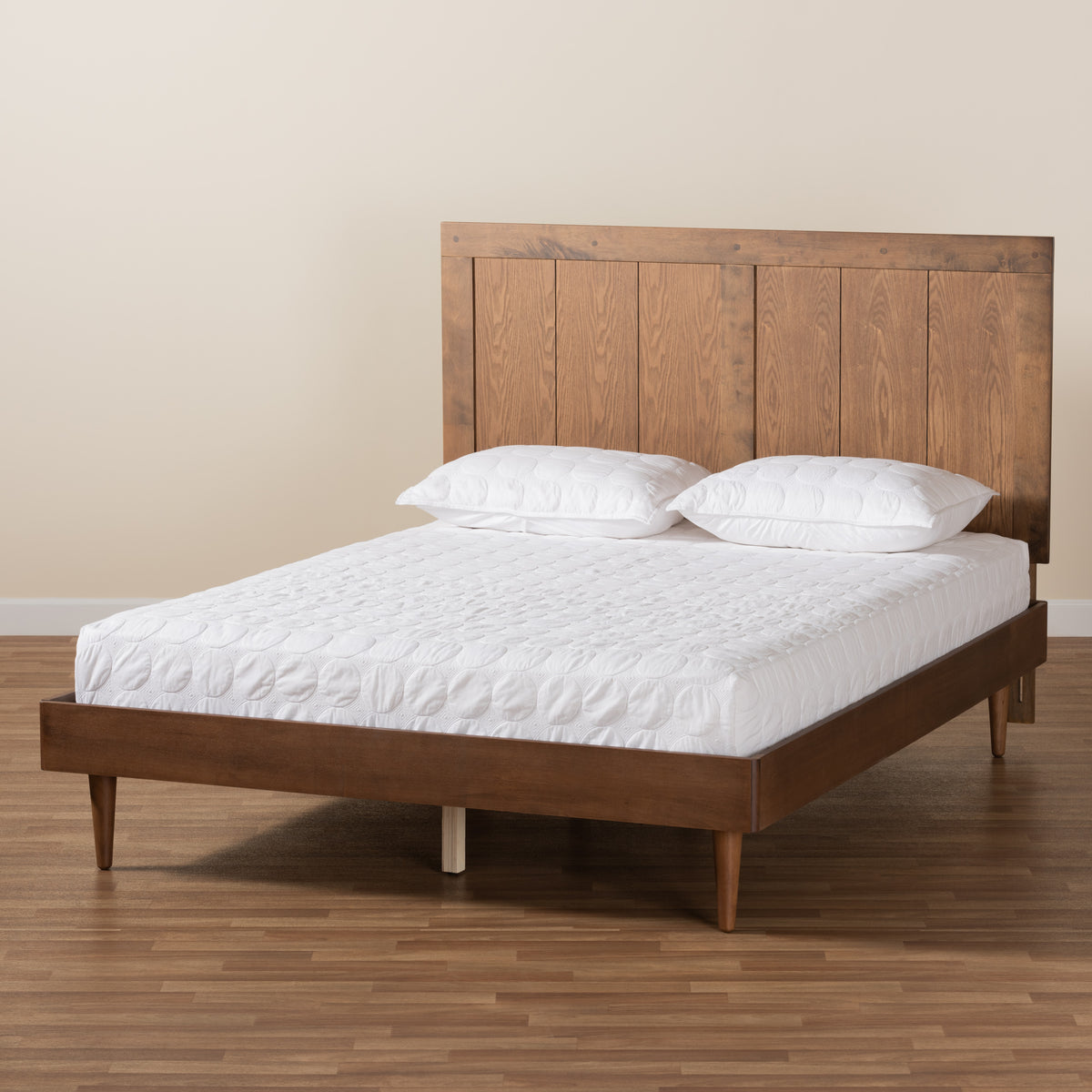 Nicola Ash Walnut Finished Wood Queen Size Platform Bed