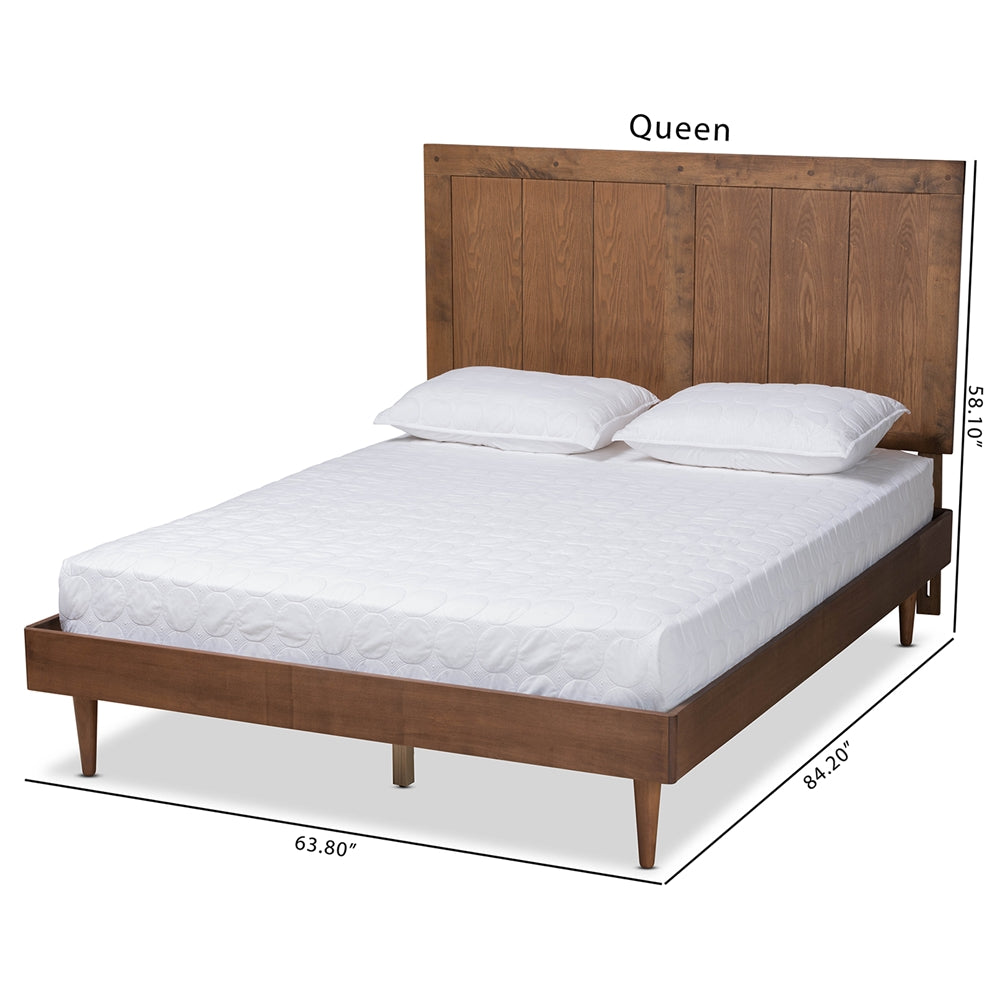 Nicola Ash Walnut Finished Wood Queen Size Platform Bed