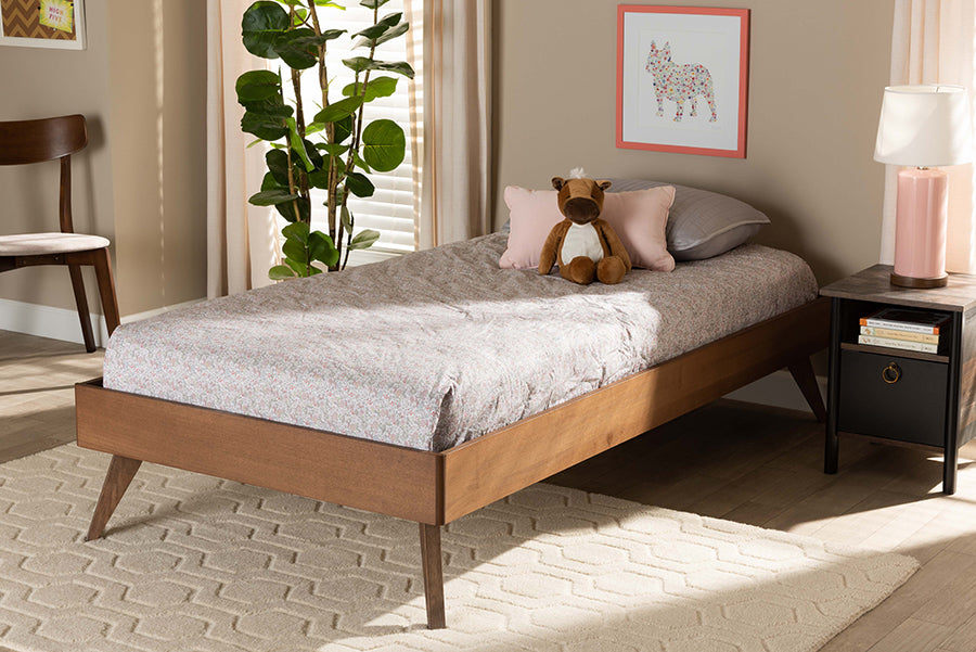 Lissette Ash Walnut Finished Wood Twin Size Platform Bed Frame