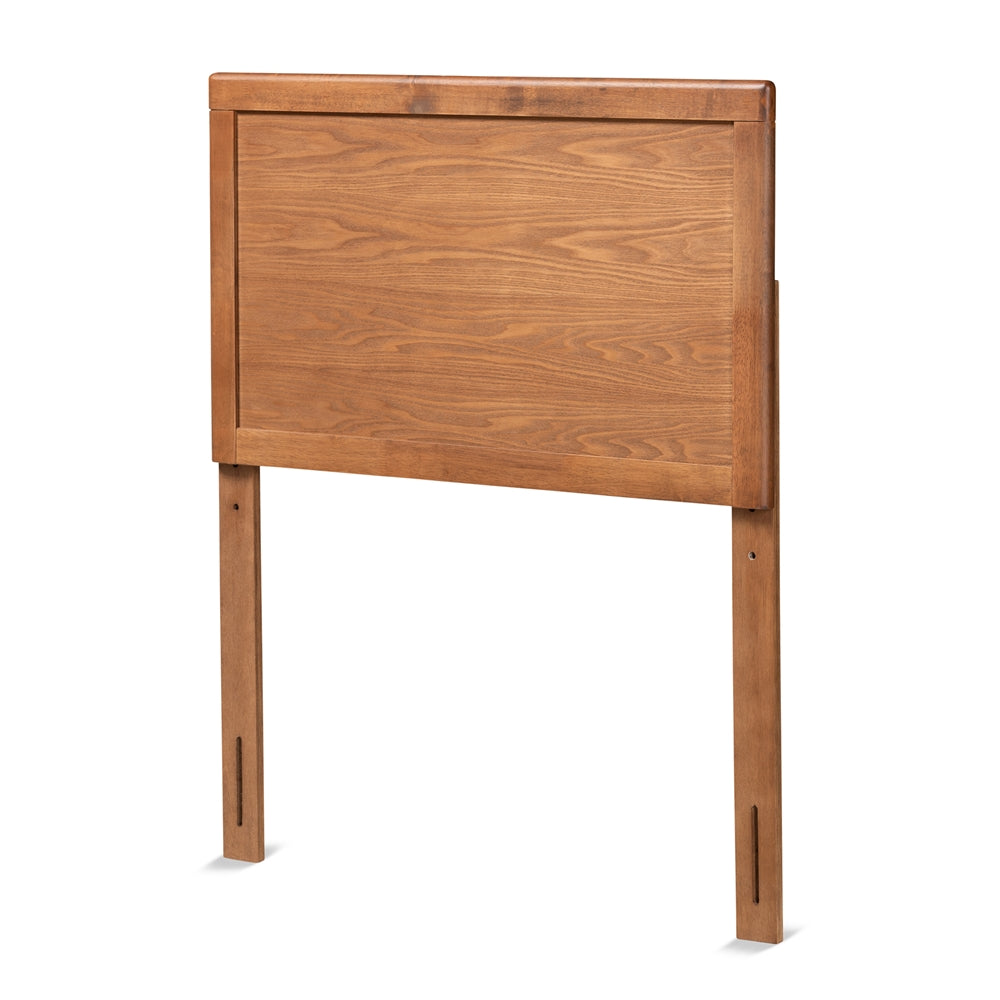 Raya Mid-Century Modern Walnut Brown Finished Wood Twin Size Headboard