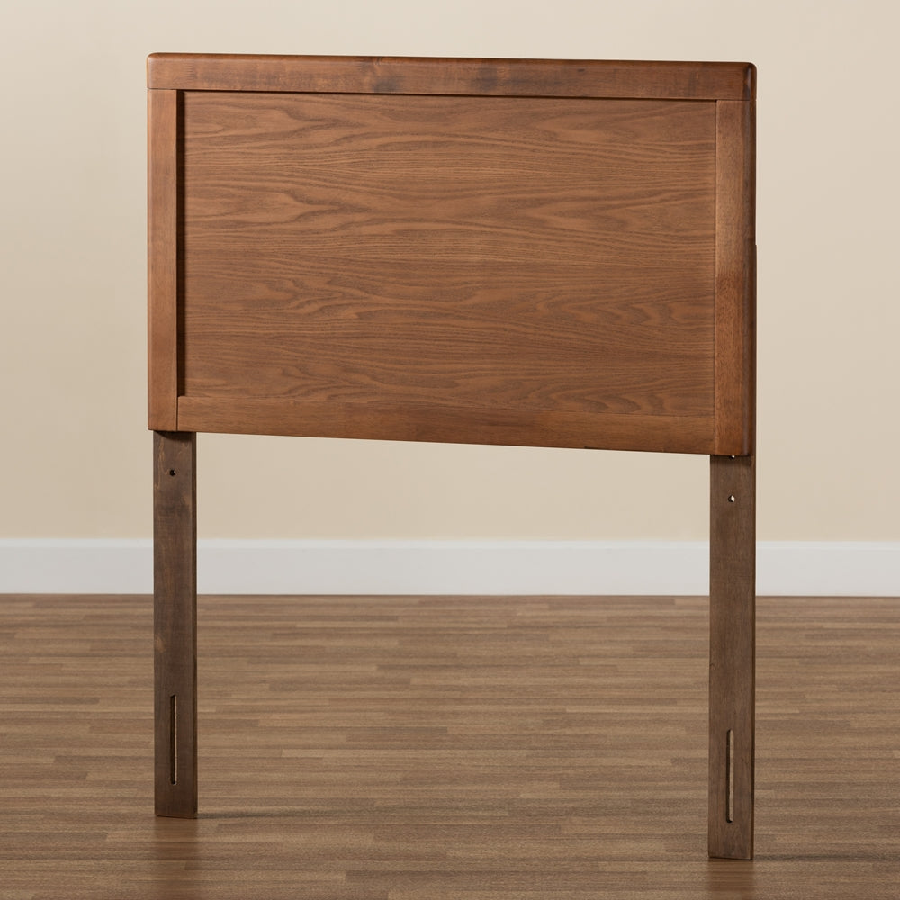 Raya Mid-Century Modern Walnut Brown Finished Wood Twin Size Headboard
