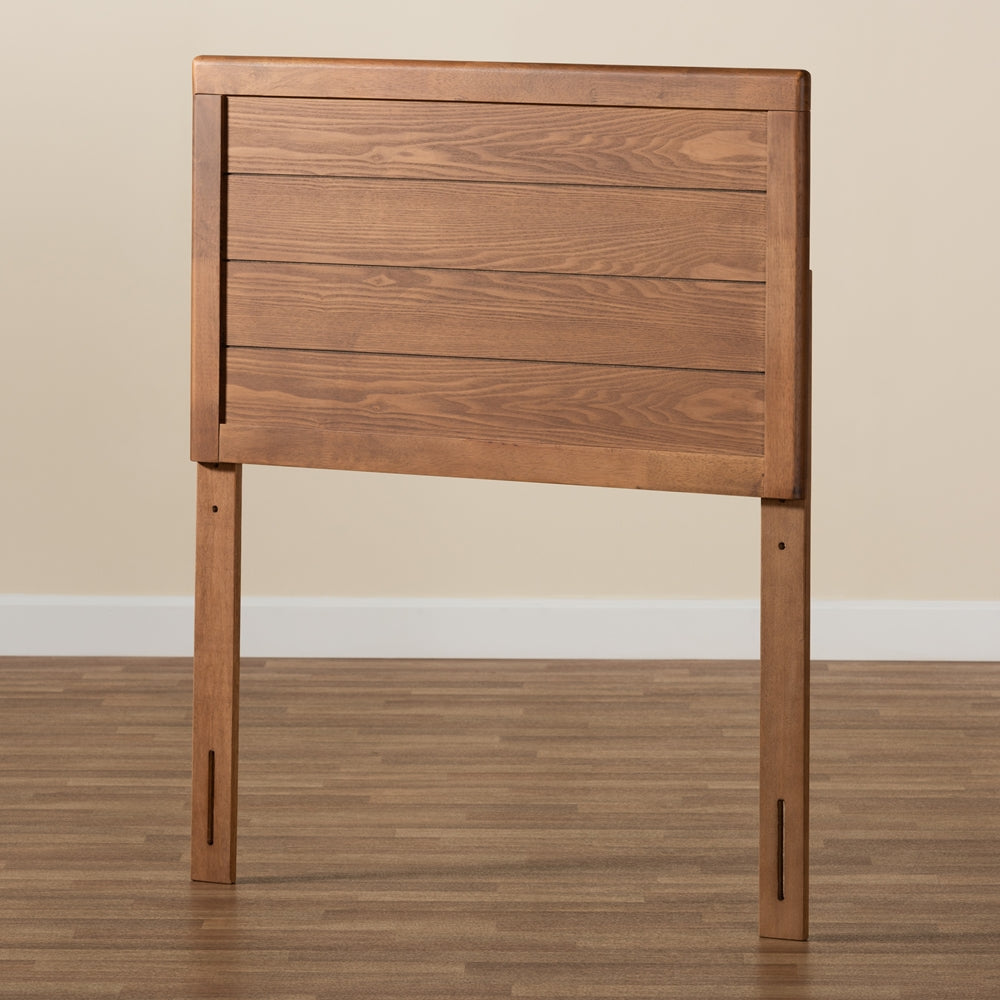 Seren Mid-Century Modern Walnut Brown Finished Wood Twin Size Headboard