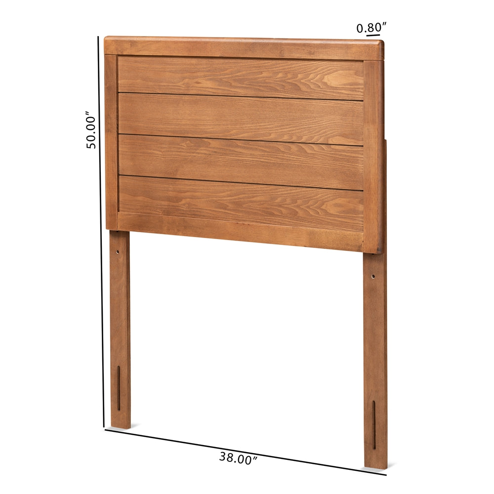 Seren Mid-Century Modern Walnut Brown Finished Wood Twin Size Headboard