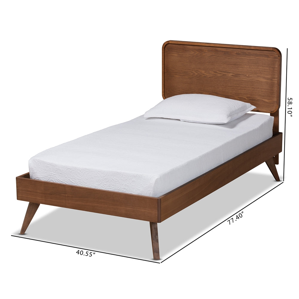 Leola Walnut Brown Finished Wood Twin Size Platform Bed
