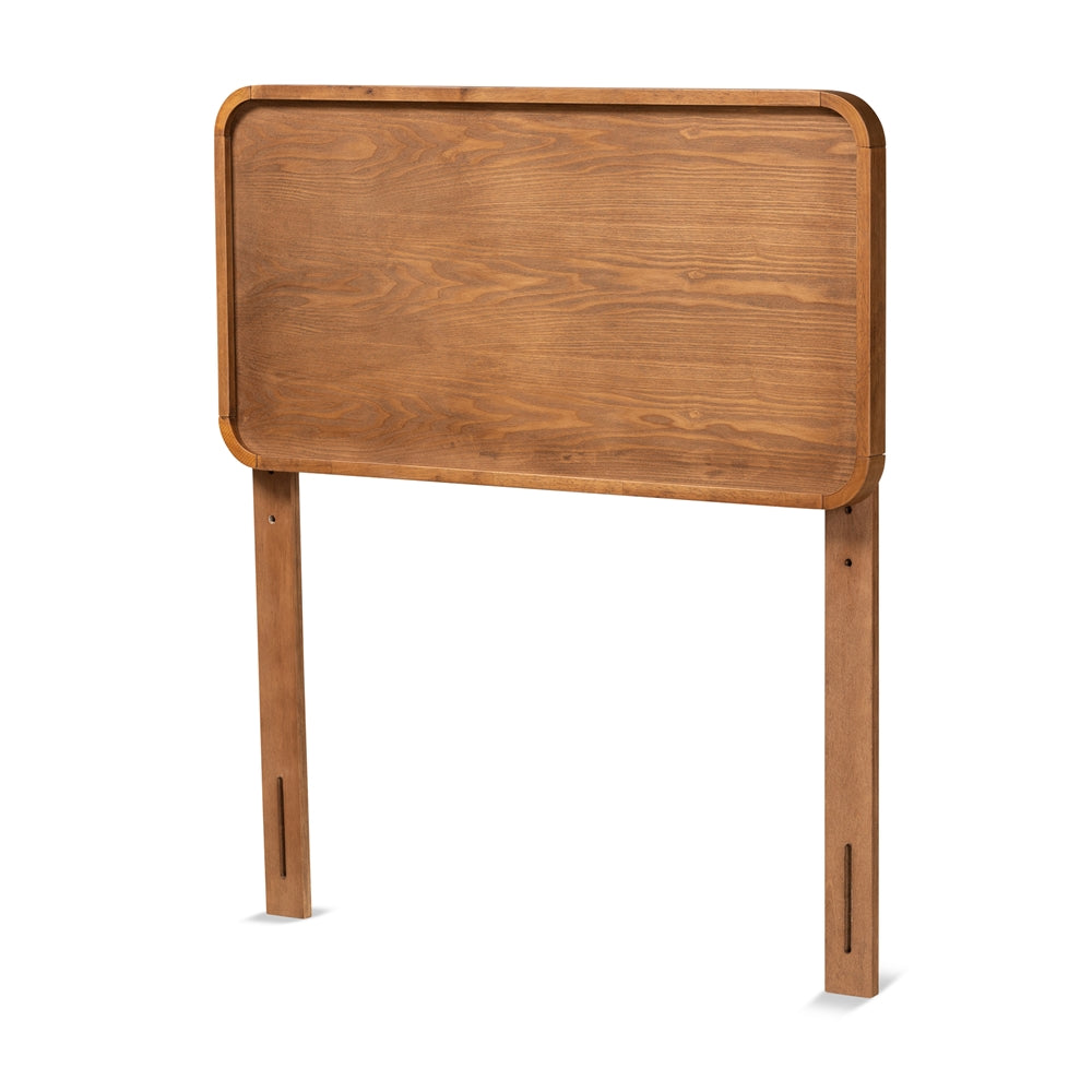 Mailene Mid-Century Modern Walnut Brown Finished Wood Twin Size Headboard
