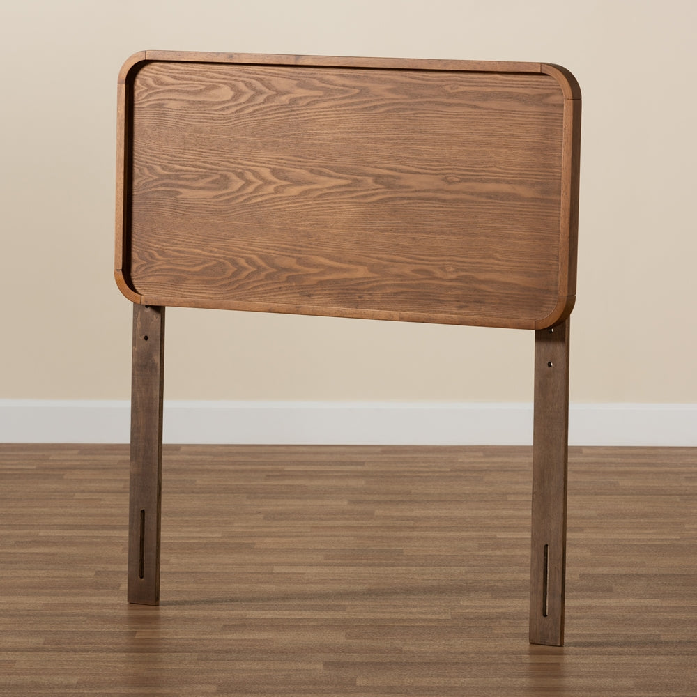 Mailene Mid-Century Modern Walnut Brown Finished Wood Twin Size Headboard