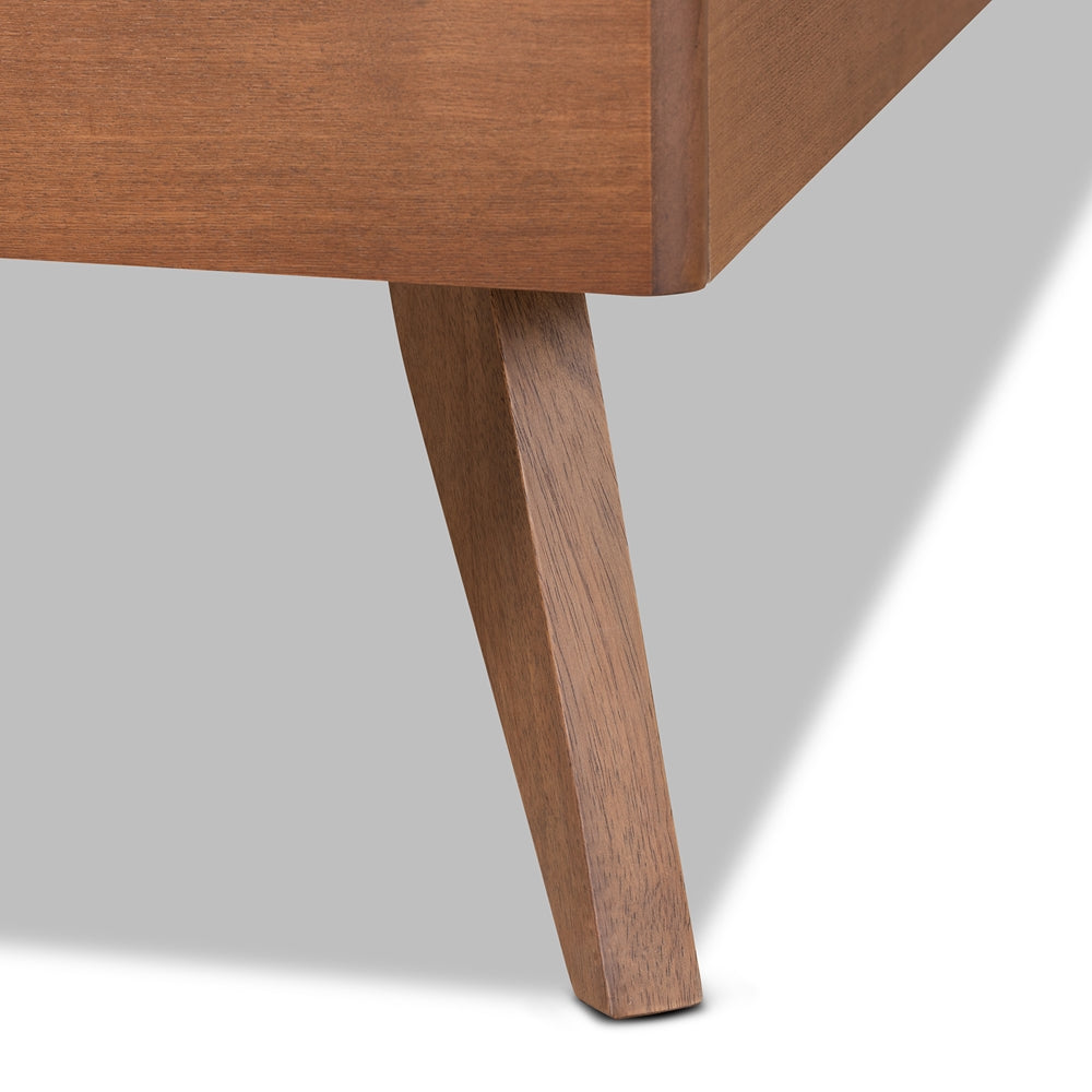 Dilara Light Grey Fabric and Walnut Brown Finished Wood Twin Size Bed