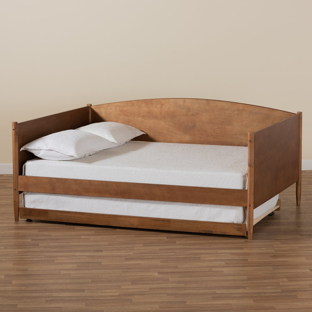 Veles Mid-Century Modern Ash Walnut Finished Wood Full Size Daybed