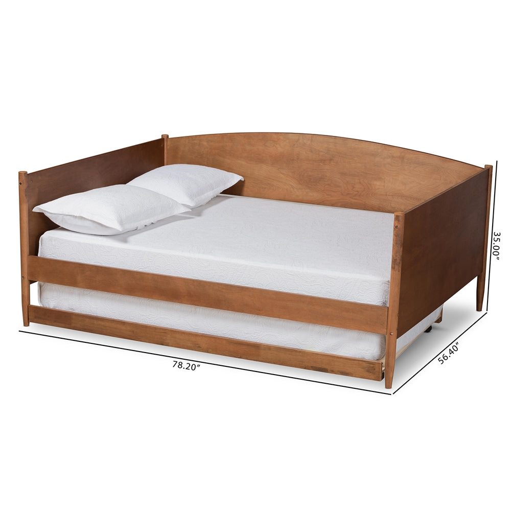 Veles Mid-Century Modern Ash Walnut Finished Wood Full Size Daybed