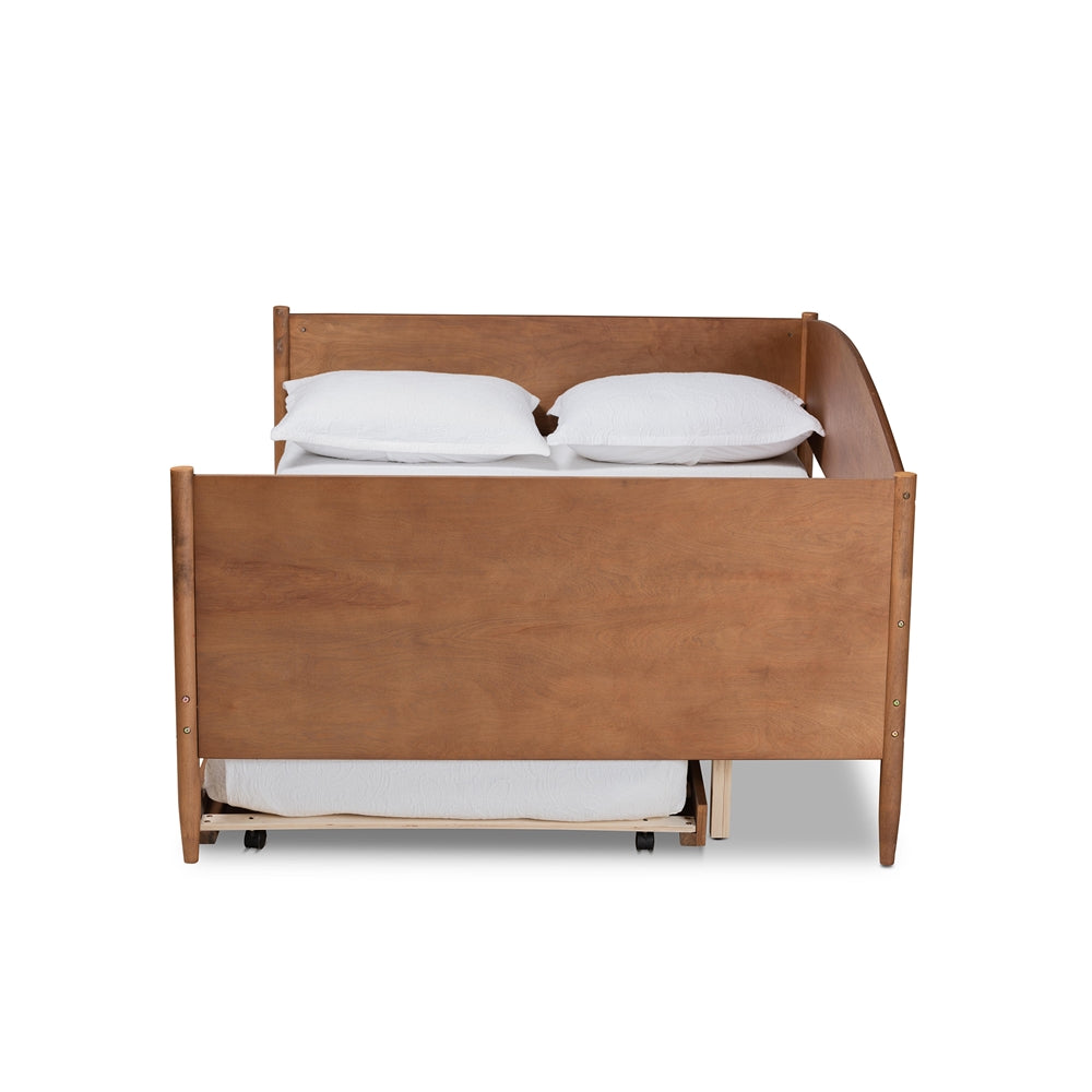 Veles Mid-Century Modern Ash Walnut Finished Wood Full Size Daybed