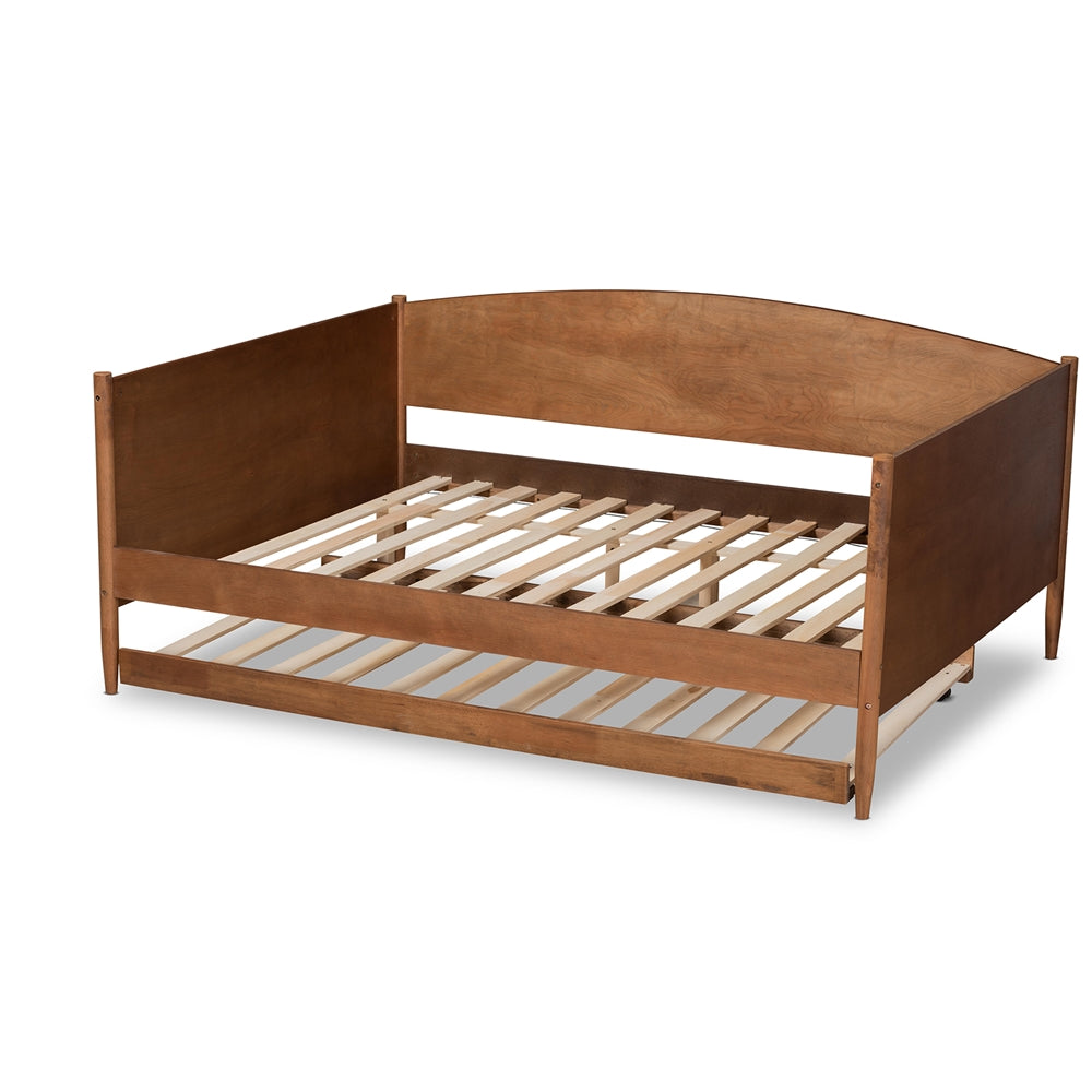 Veles Mid-Century Modern Ash Walnut Finished Wood Full Size Daybed
