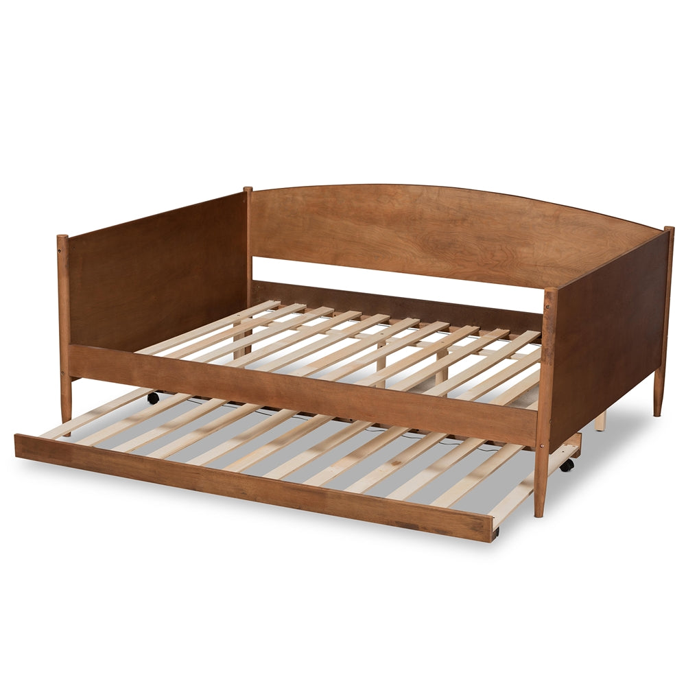 Veles Mid-Century Modern Ash Walnut Finished Wood Full Size Daybed