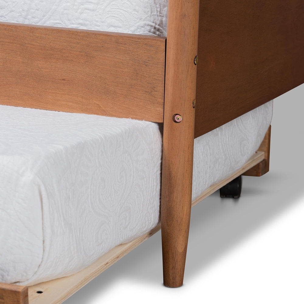 Veles Mid-Century Modern Ash Walnut Finished Wood Full Size Daybed