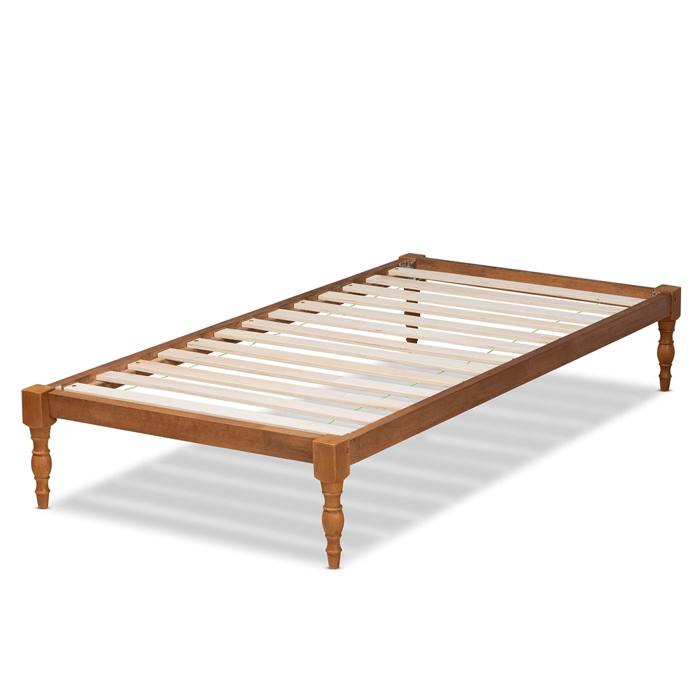 Iseline Walnut Brown Finished Wood Twin Size Platform Bed Frame
