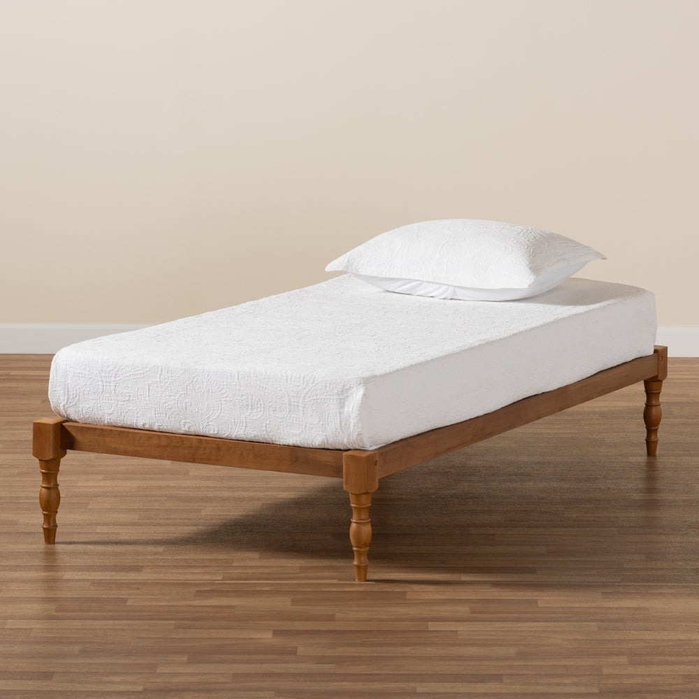 Iseline Walnut Brown Finished Wood Twin Size Platform Bed Frame