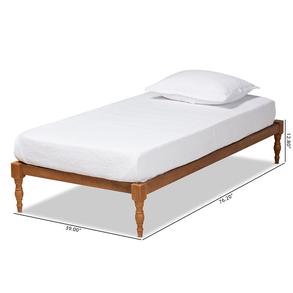 Iseline Walnut Brown Finished Wood Twin Size Platform Bed Frame