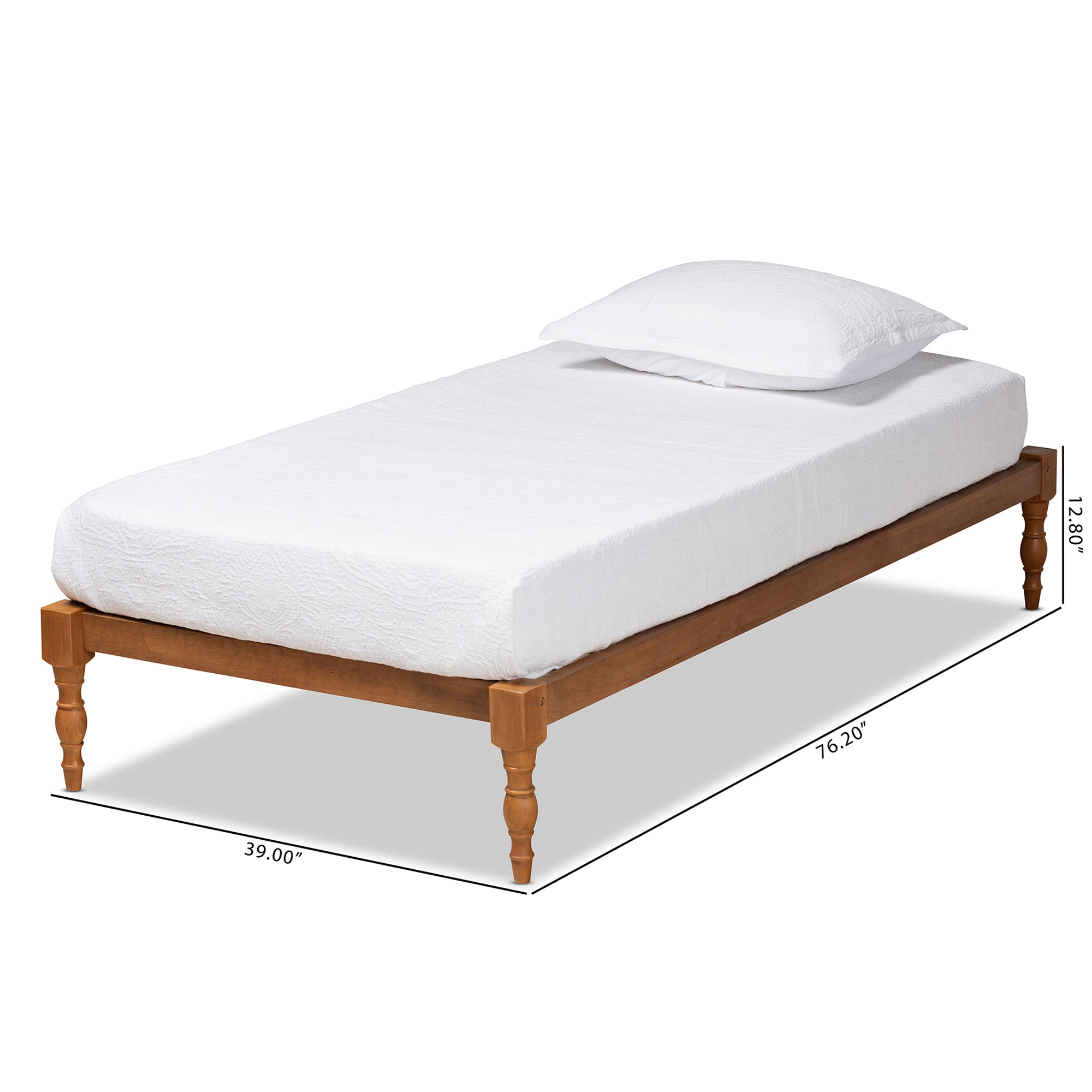 Iseline Walnut Brown Finished Wood Twin Size Platform Bed Frame