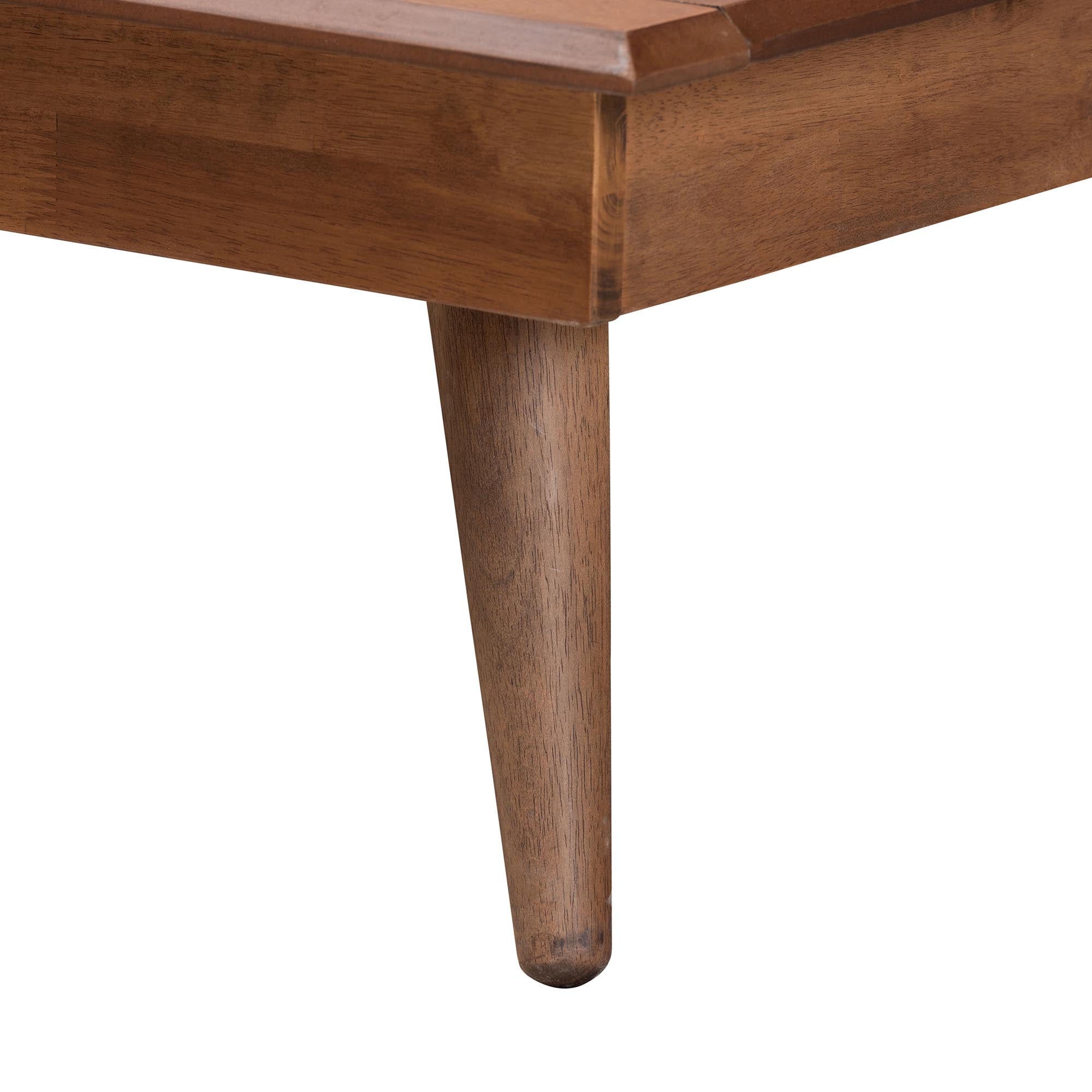 Dalini Mid-Century Modern Twin Bedroom Set – Walnut Brown Wood and Rattan with Storage