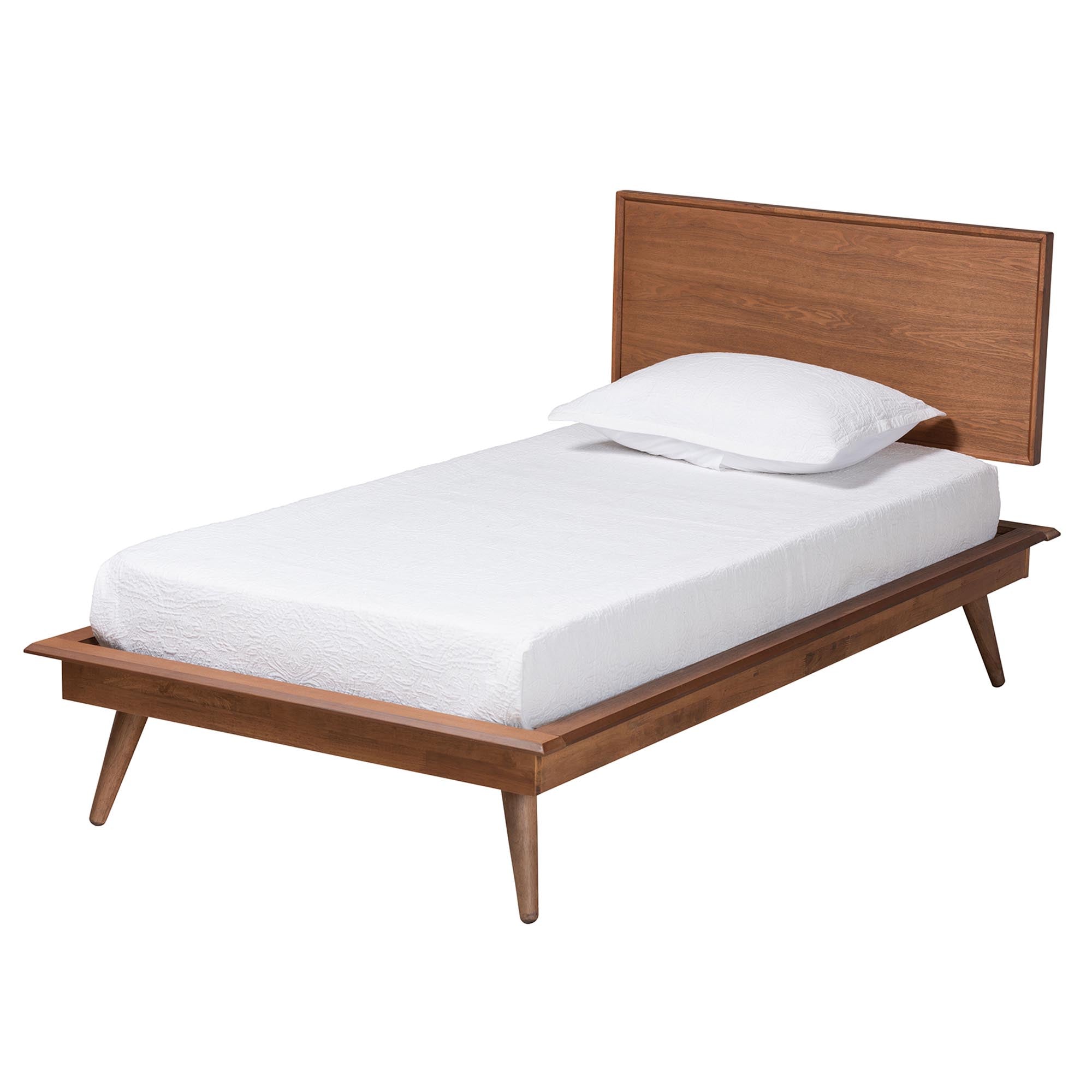 Dalini Mid-Century Modern Twin Bedroom Set – Walnut Brown Wood and Rattan with Storage