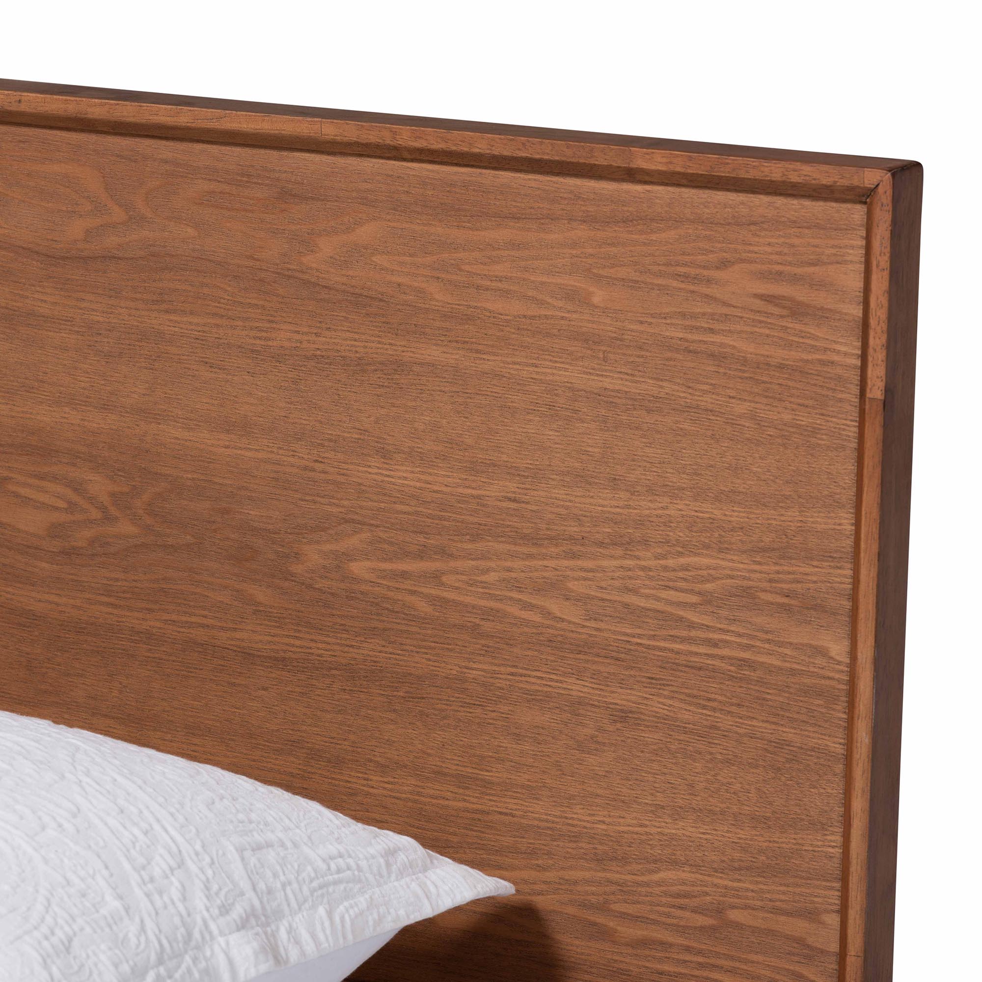 Warren Twin Wood Platform Bed Set – Mid-Century Modern 3-Piece with Rattan Details