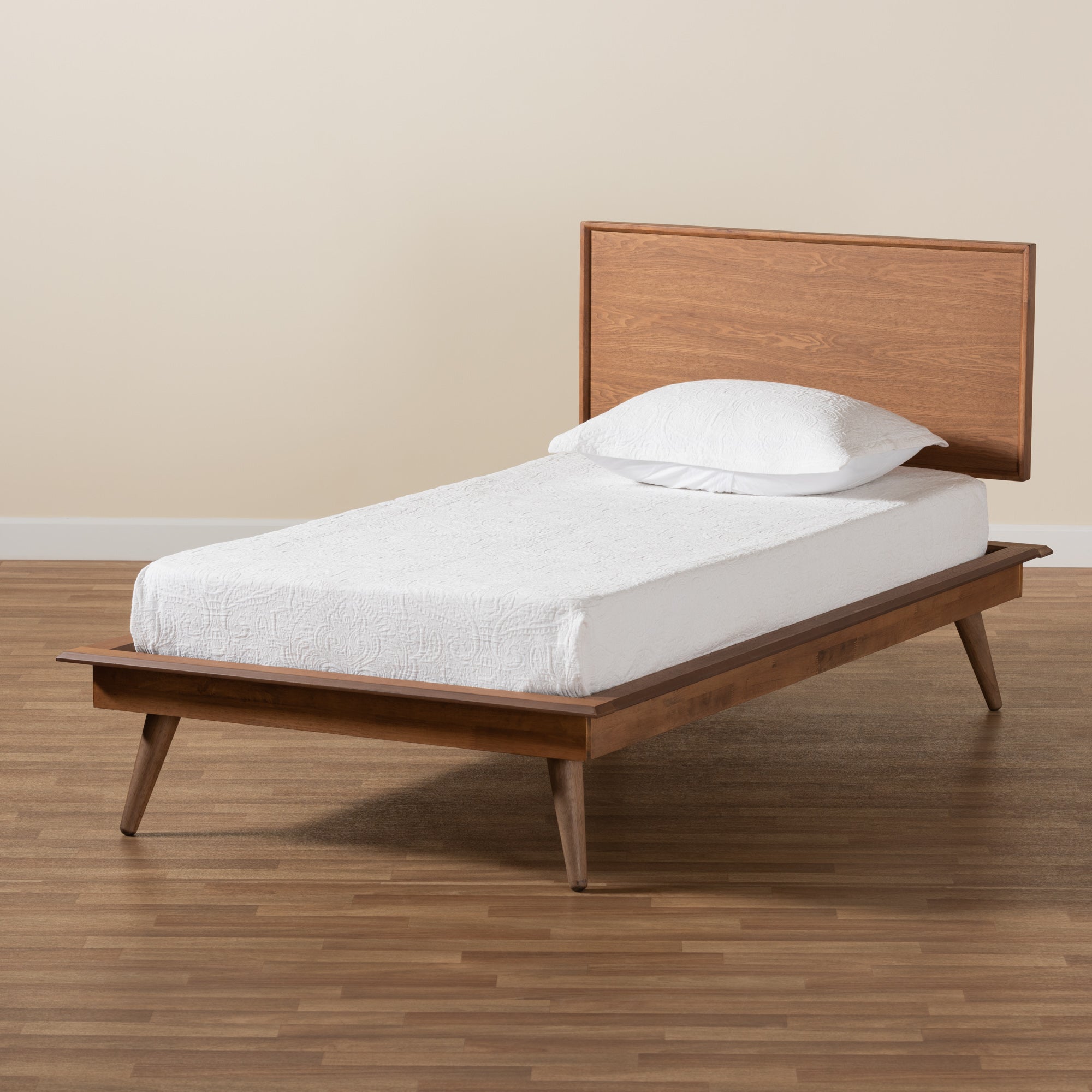 Karine Modern Walnut Brown Finished Wood Twin Size Platform Bed