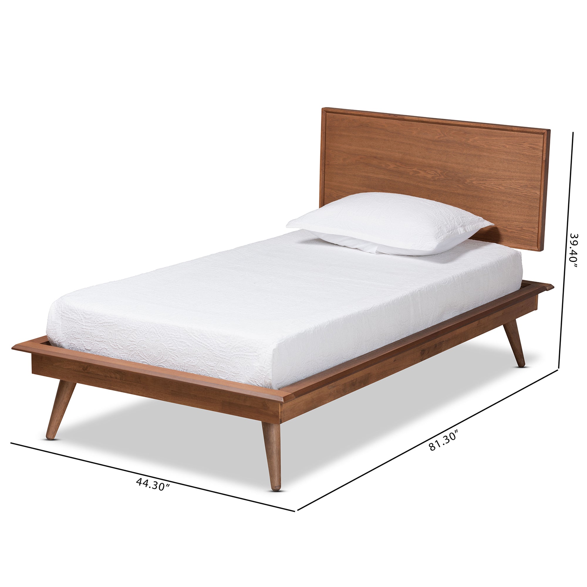 Karine Modern Walnut Brown Finished Wood Twin Size Platform Bed