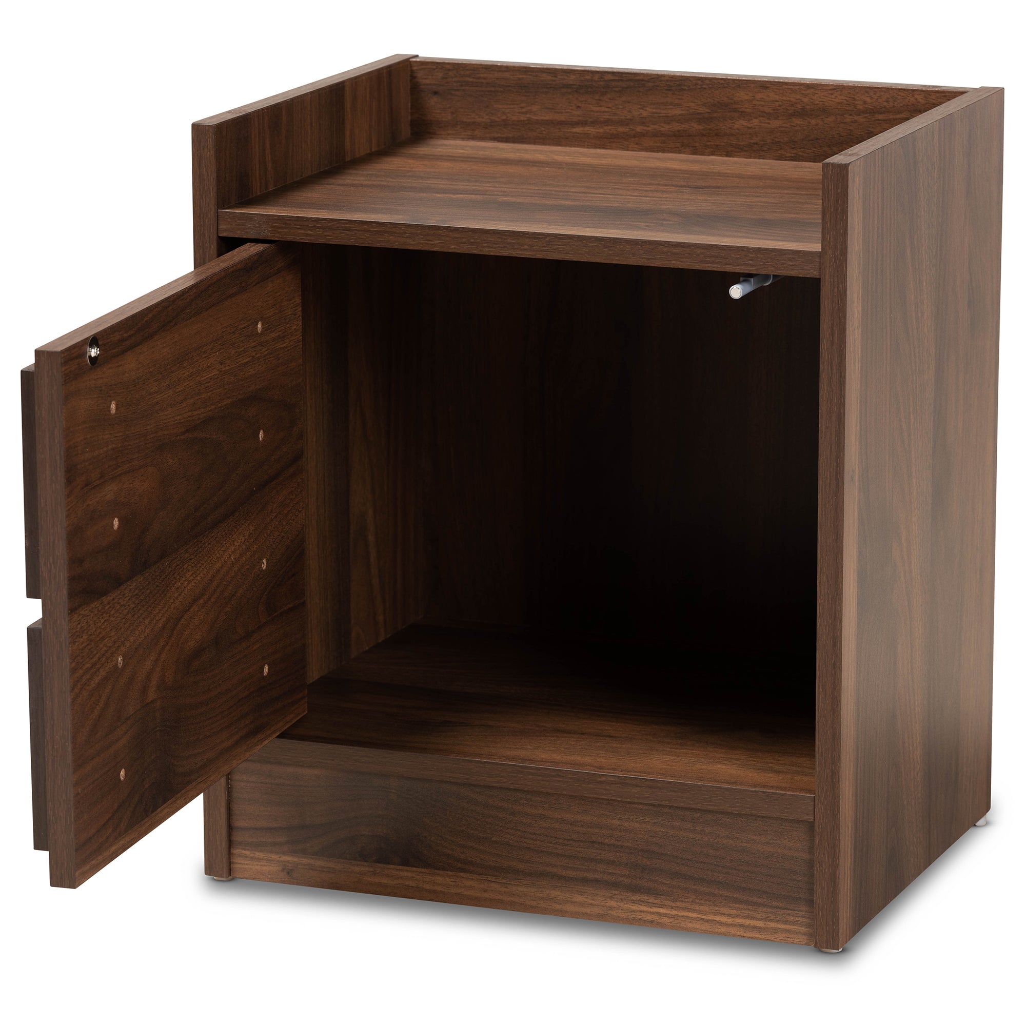 Hale Modern and Contemporary Walnut Brown Finished Wood 1-Door Nightstand