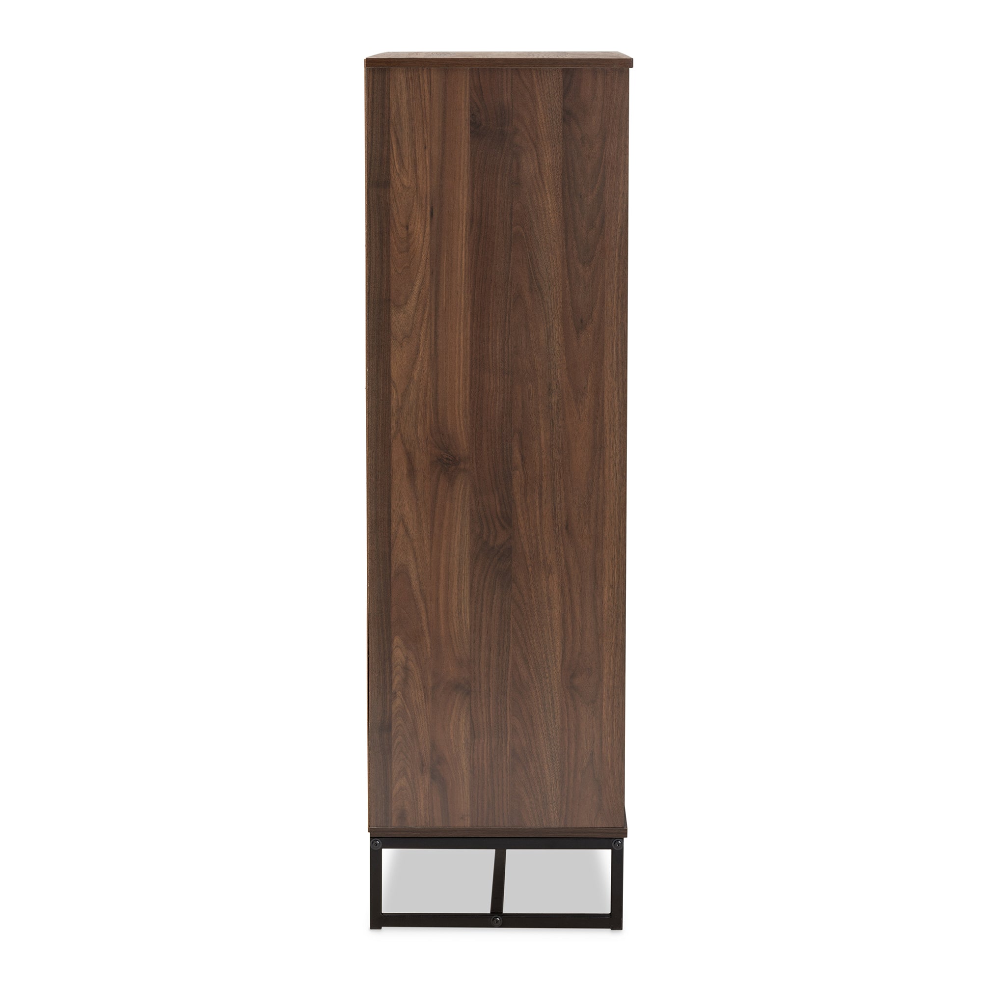 Neil Modern and Contemporary Walnut Brown Finished Wood and Black Finished Metal Multipurpose Storage Cabinet