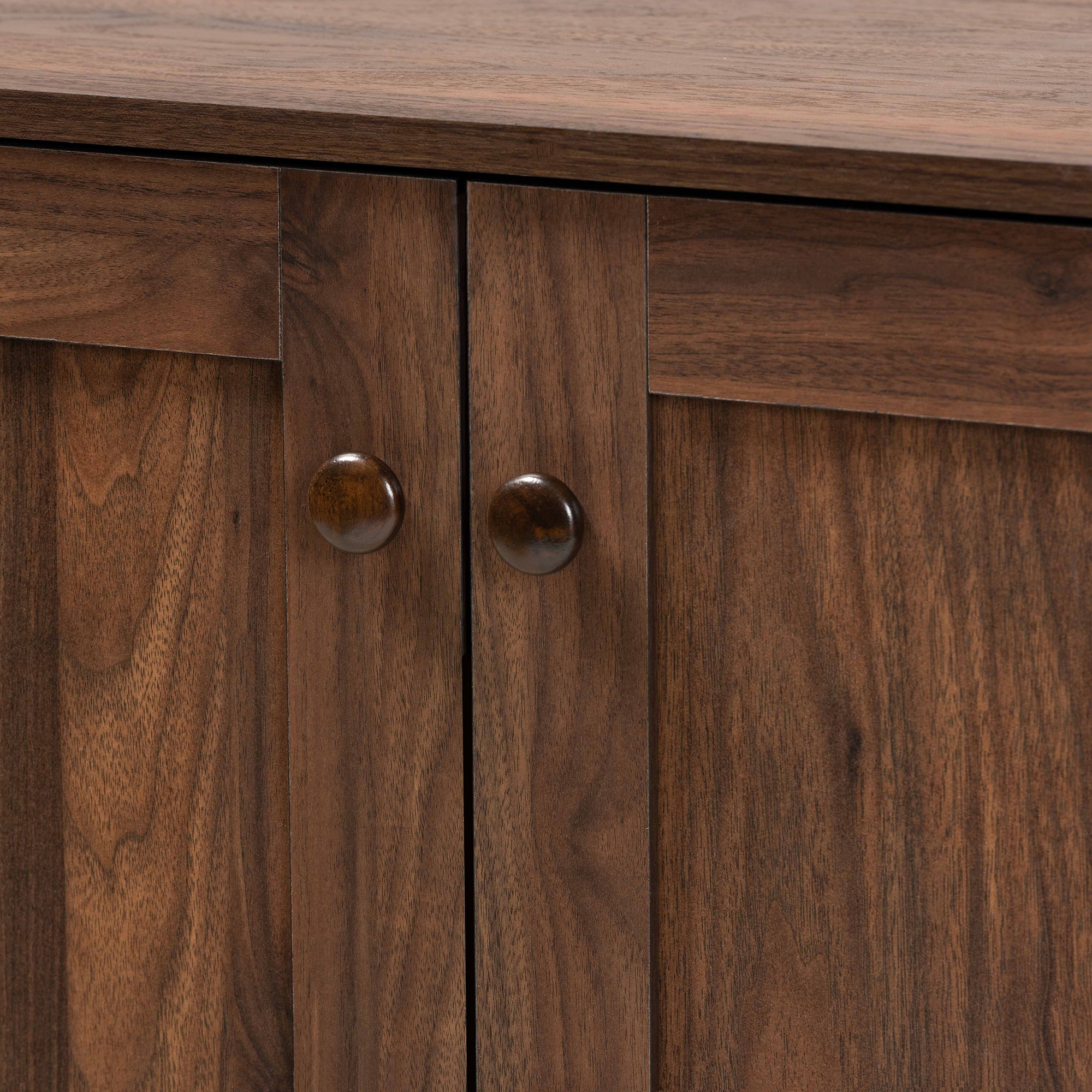 Nissa Modern and Contemporary Walnut Brown Finished Wood 2-Door Shoe Storage Cabinet