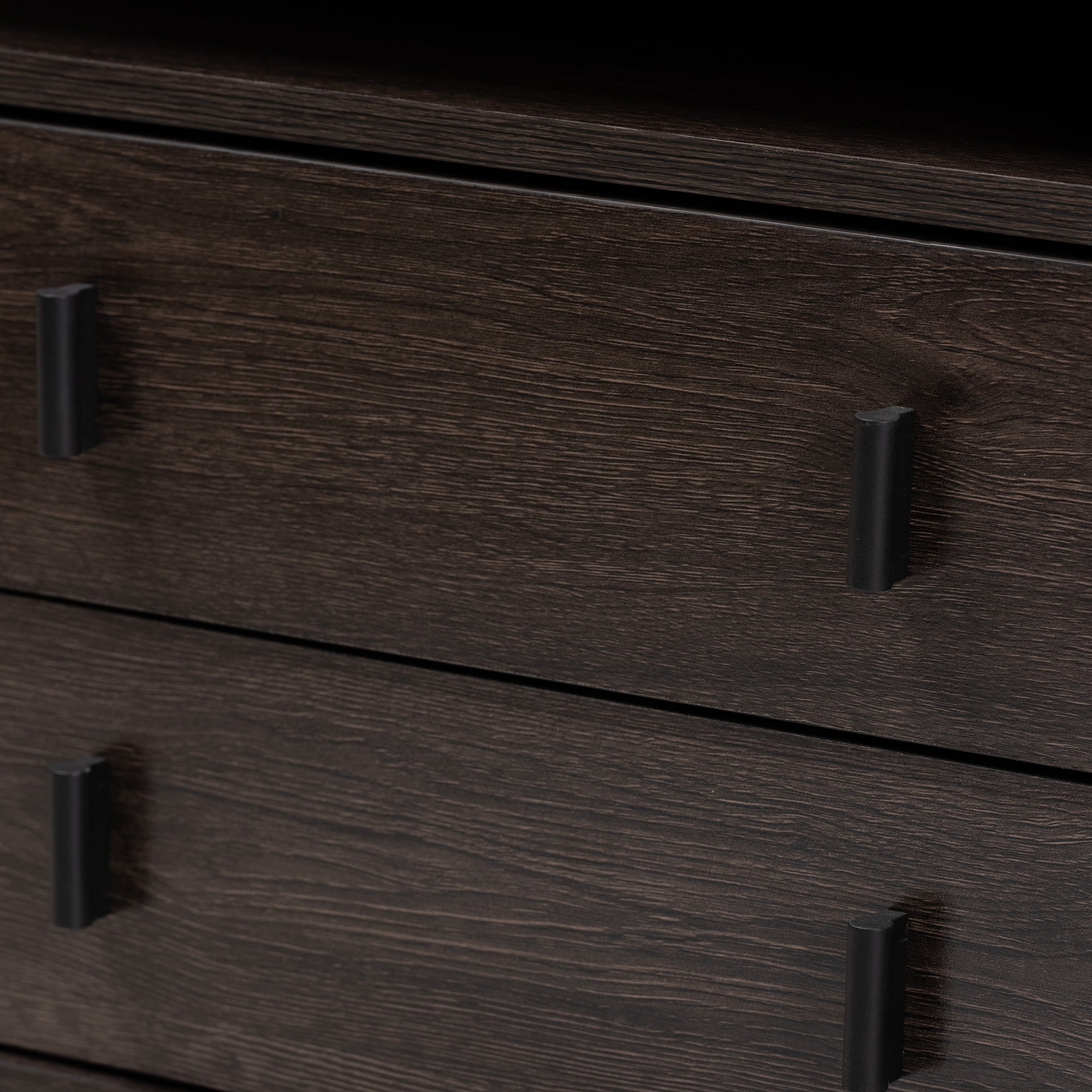 Glover Modern and Contemporary Dark Brown Finished Wood and Black Metal 2-Drawer Nightstand