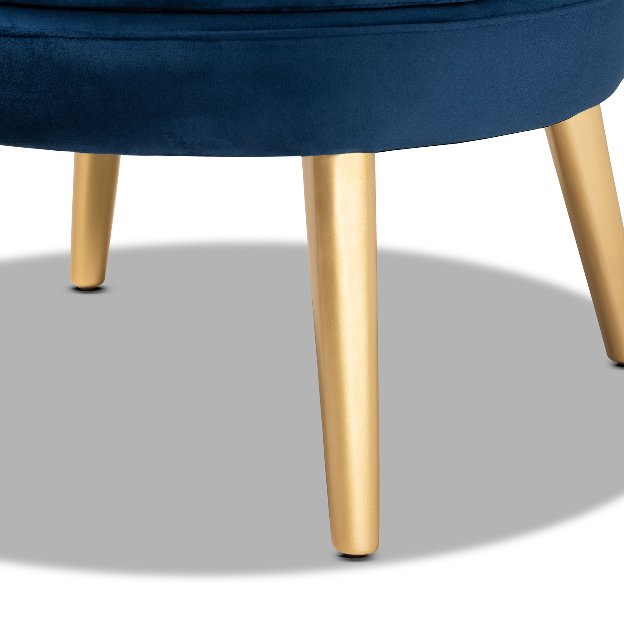 Baptiste and Navy Blue Velvet Fabric Upholstered and Gold Finished Wood Accent Chair