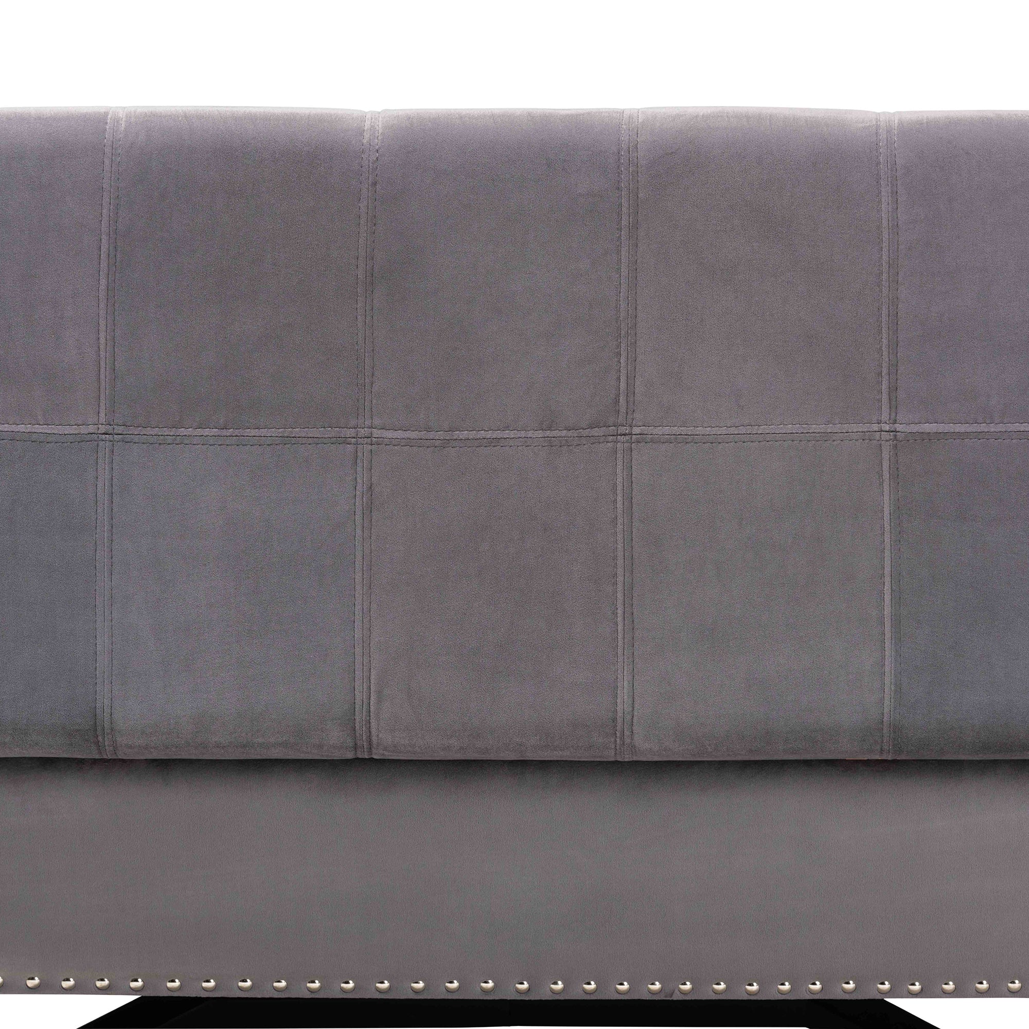 Esther Modern and Contemporary Grey Velvet Fabric Upholstered and Dark Brown Finished Wood Storage Ottoman