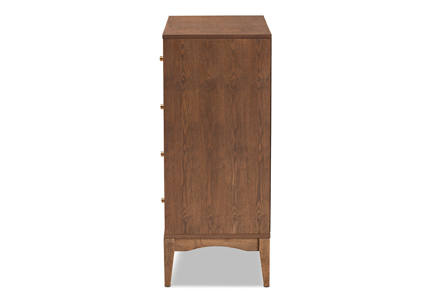 Landis Mid-Century Modern Ash Walnut Finished Wood 4-Drawer Chest