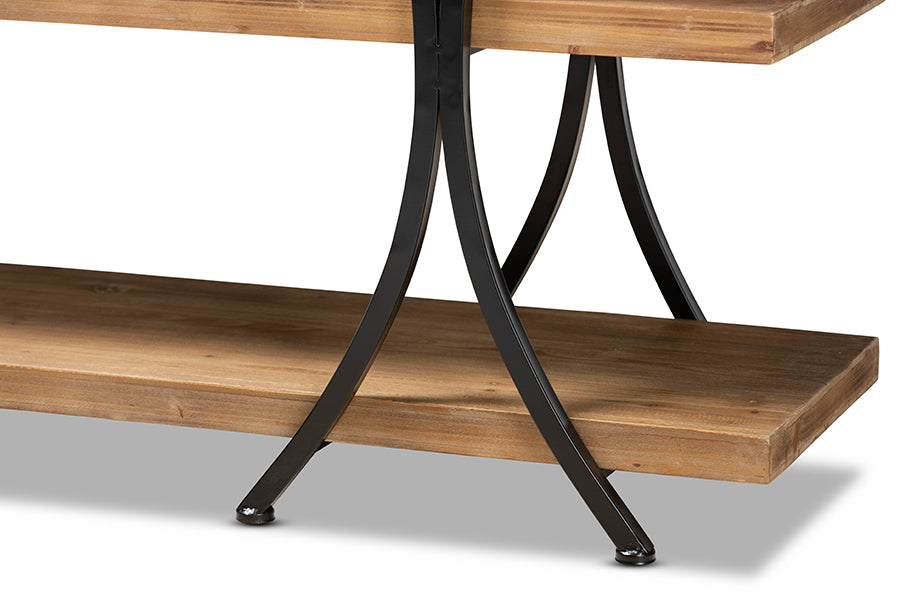 Terrell Modern Rustic and Industrial Natural Brown Finished Wood and Black Finished Metal Console Table