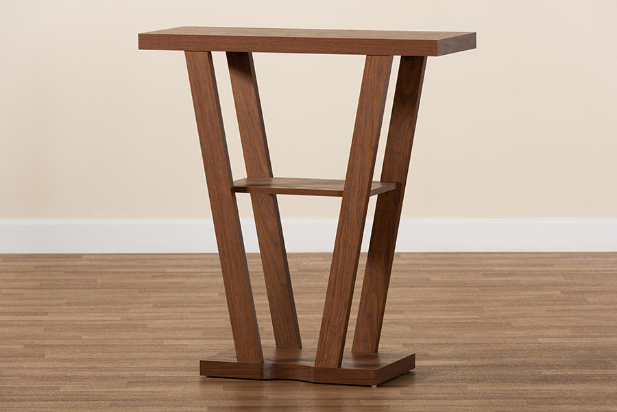 Boone Modern and Contemporary Walnut Brown Finished Wood Console Table