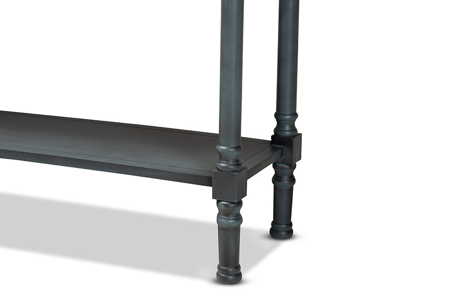 Garvey French Provincial Dark Blue Grey Wood 3-Drawer Entryway Console Table