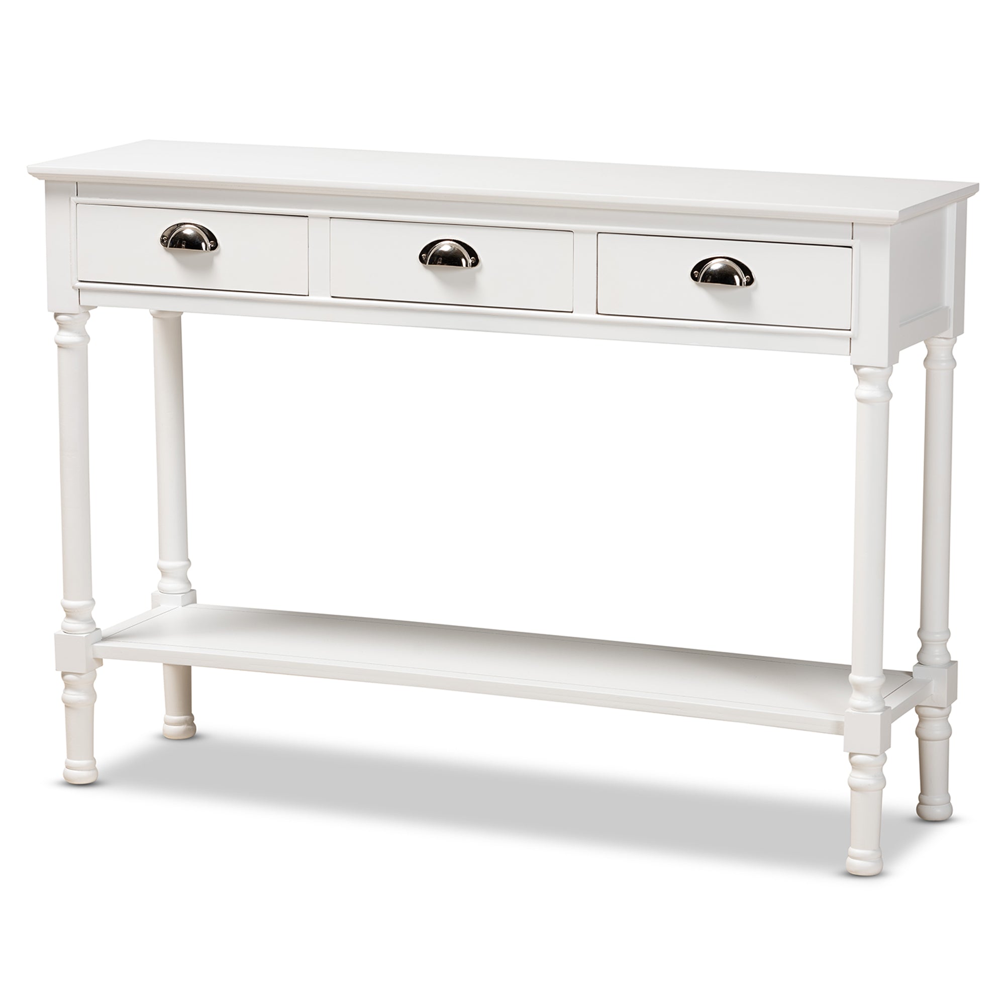 Garvey French Provincial White Finished Wood 3-Drawer Entryway Console Table