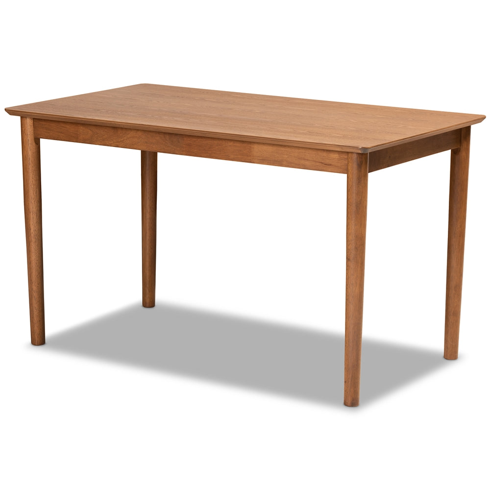 Sanford Mid-Century Modern Tan Faux Leather Upholstered and Walnut Brown Finished Wood 5-Piece Dining Nook Set