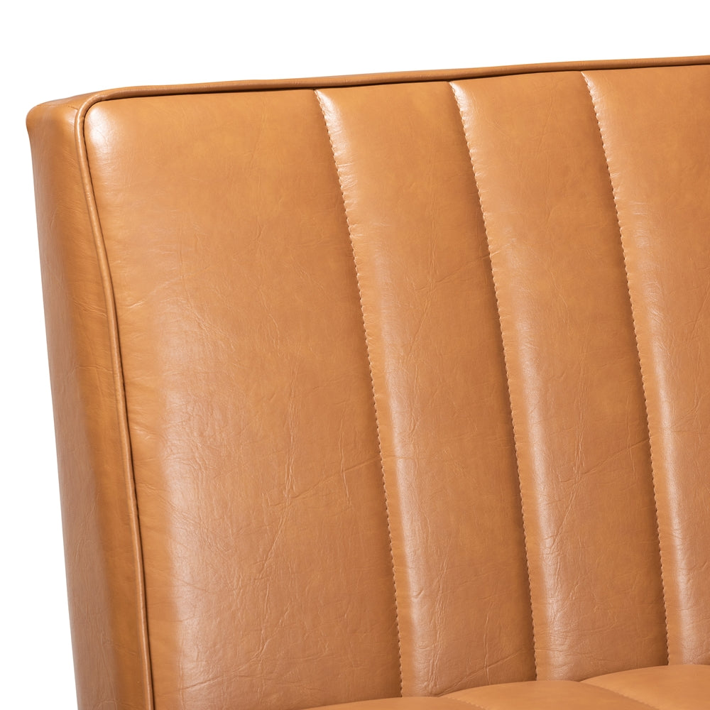 Daymond Mid-Century Modern Tan Faux Leather Upholstered and Walnut Brown Finished Wood 5-Piece Dining Nook Set
