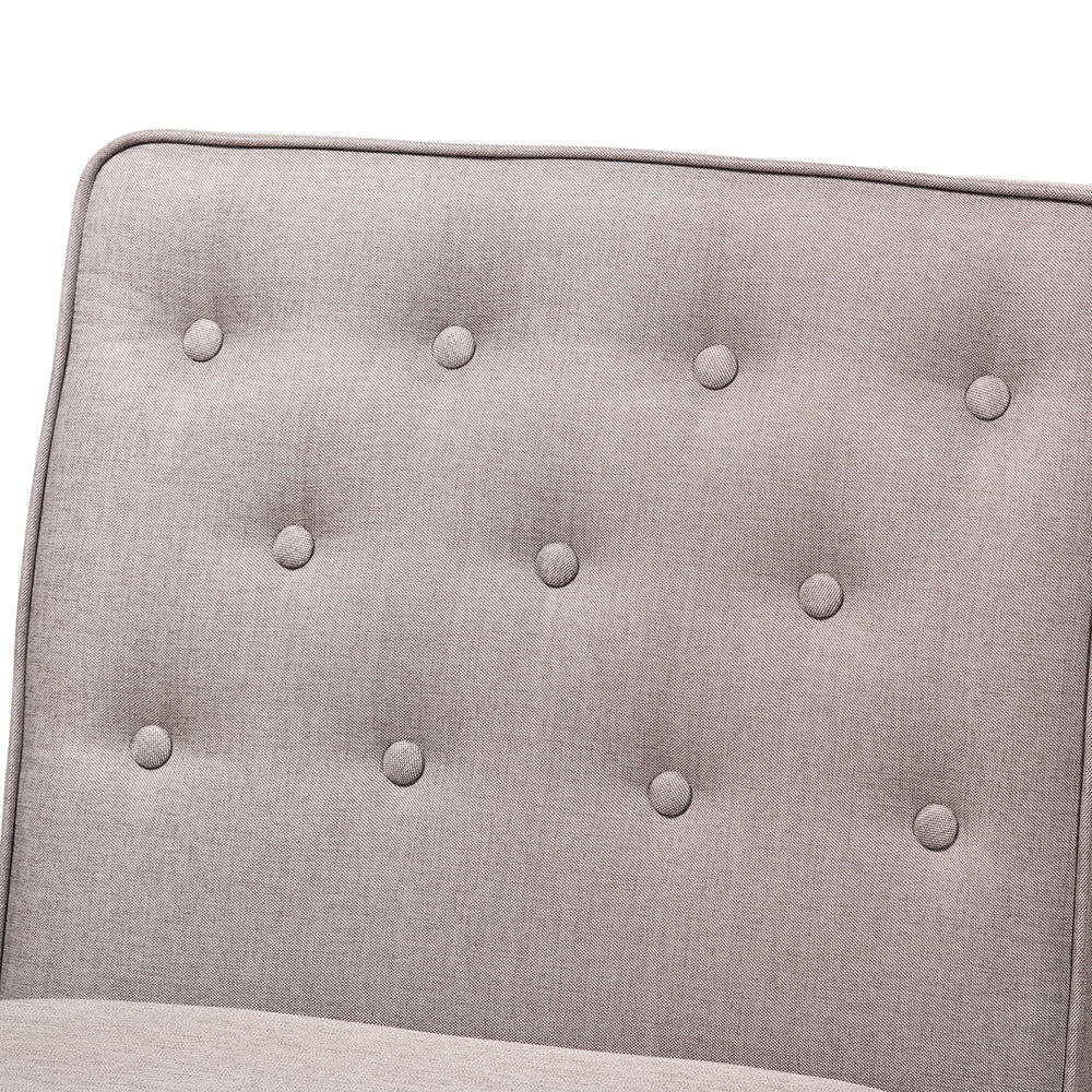 Riordan Mid-Century Modern Grey Fabric Upholstered and Walnut Brown Finished Wood Dining Chair