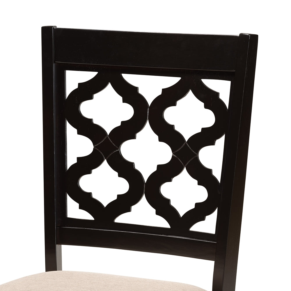 Ramiro Modern and Contemporary Sand Fabric Upholstered and Dark Brown Finished Wood 5-Piece Dining Set