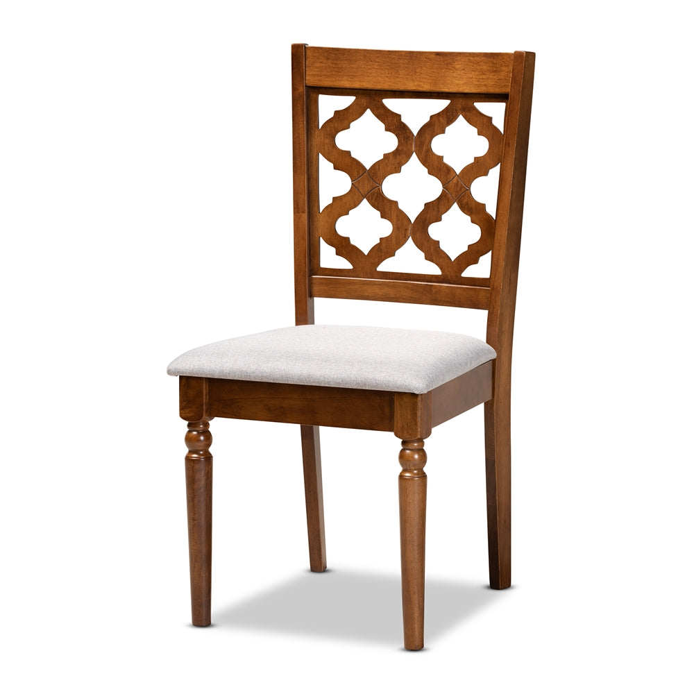 Ramiro Modern and Contemporary Grey Fabric Upholstered and Walnut Brown Finished Wood 5-Piece Dining Set