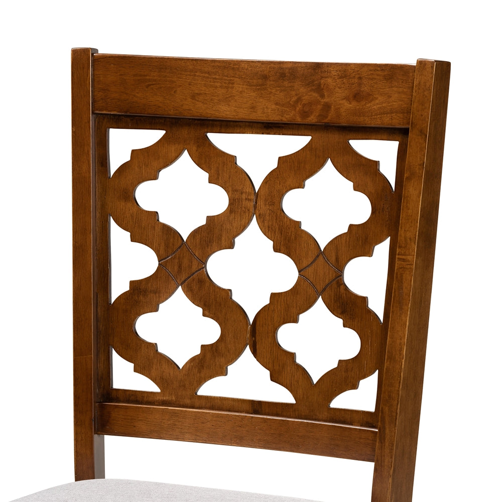 Ramiro Modern and Contemporary Grey Fabric Upholstered and Walnut Brown Finished Wood 5-Piece Dining Set