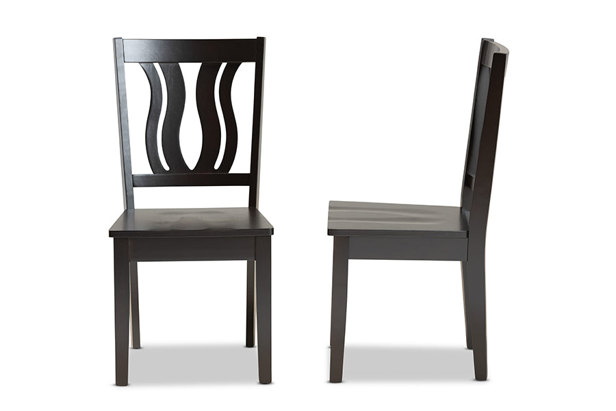 Fenton Modern and Contemporary Transitional Dark Brown Finished Wood 2-Piece Dining Chair Set